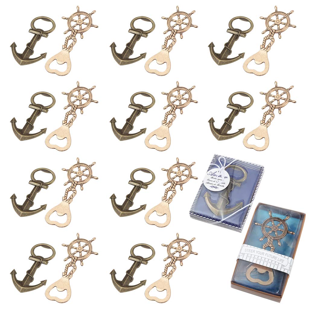 Mdluu 20 Pcs Nautical Bottle Openers Return Gifts, Party Favors, Nautical Theme Decor For Baby Shower Wedding Birthday (Anchor &