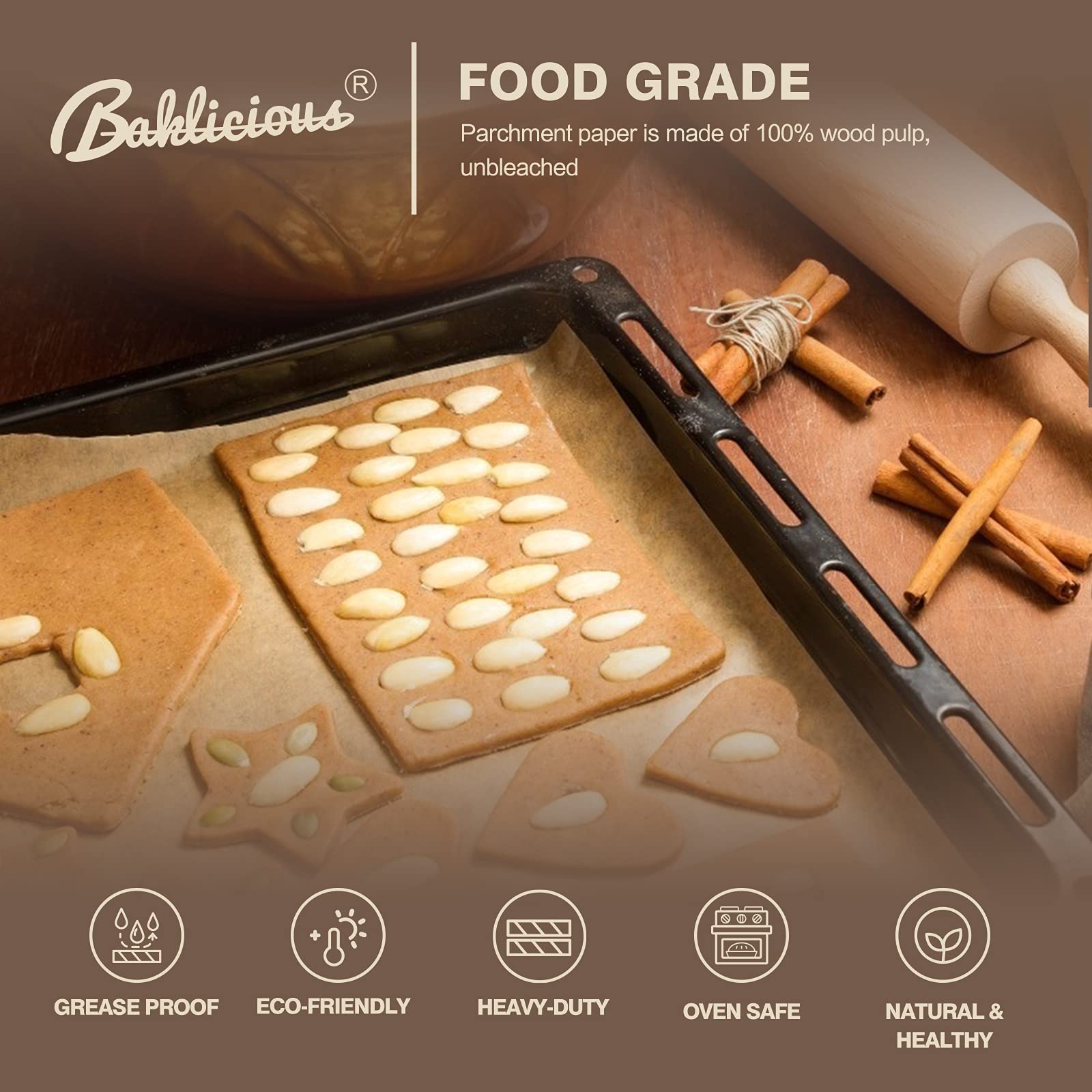 220 Pcs 9X13 Inch Unbleached Parchment Paper Baking Sheets, Baklicious Pre-Cut Heavy Duty Parchment Baking Paper For Air Fryer,