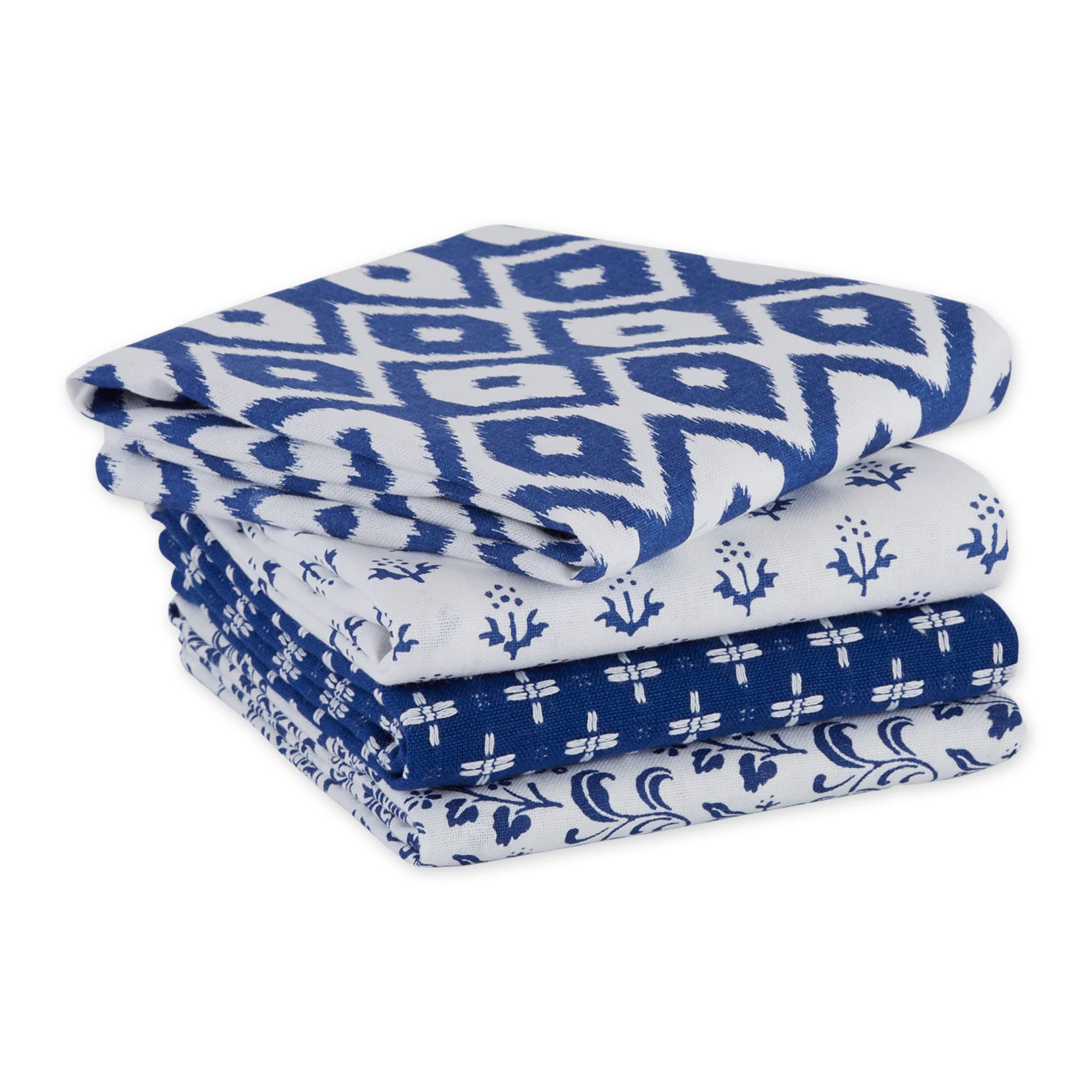 Dii Tunisia Blue Market Tabletop And Kitchen Collection, Dishtowel Set, 18X28, Blue Market, Set Of 4