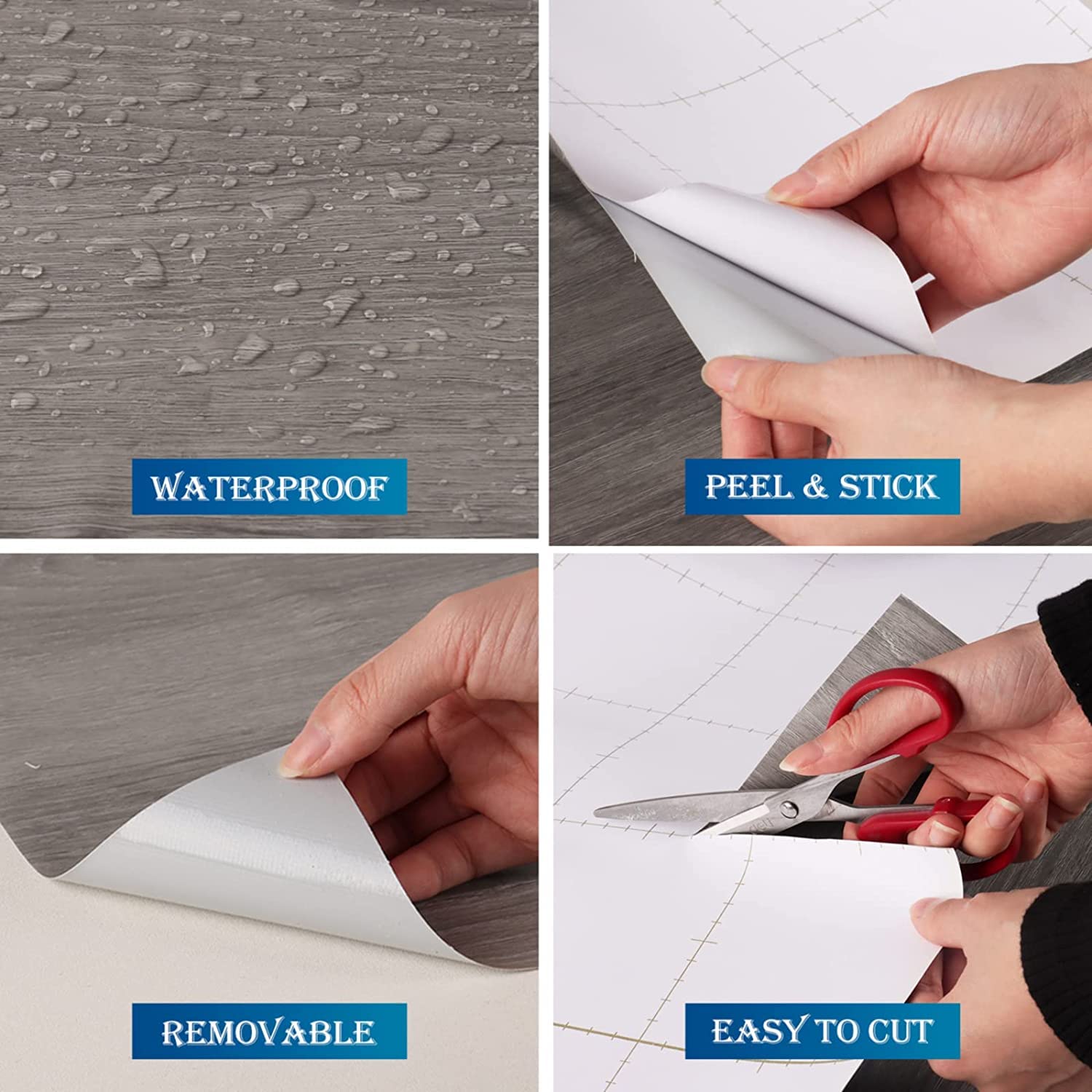 Funstick 15.8''X240'' Thick Grey Wood Contact Paper Waterproof Self Adhesive Rustic Wood Wallpaper Peel And Stick Removable Wood