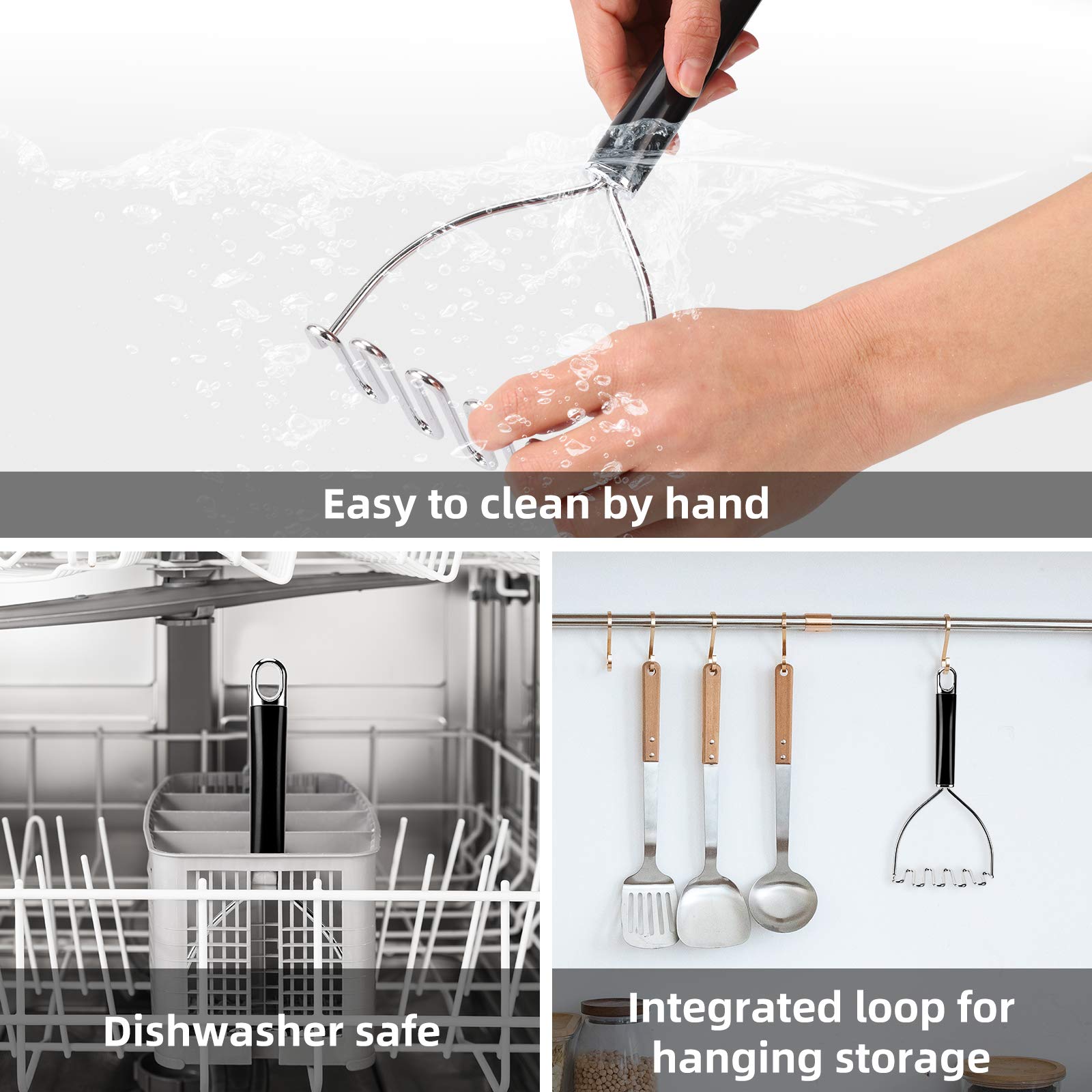 Potato Masher, Potato Masher Stainless Steel, Heavy Duty Mashed Potatoes Masher, Professional Metal Wire Masher Kitchen Tool For