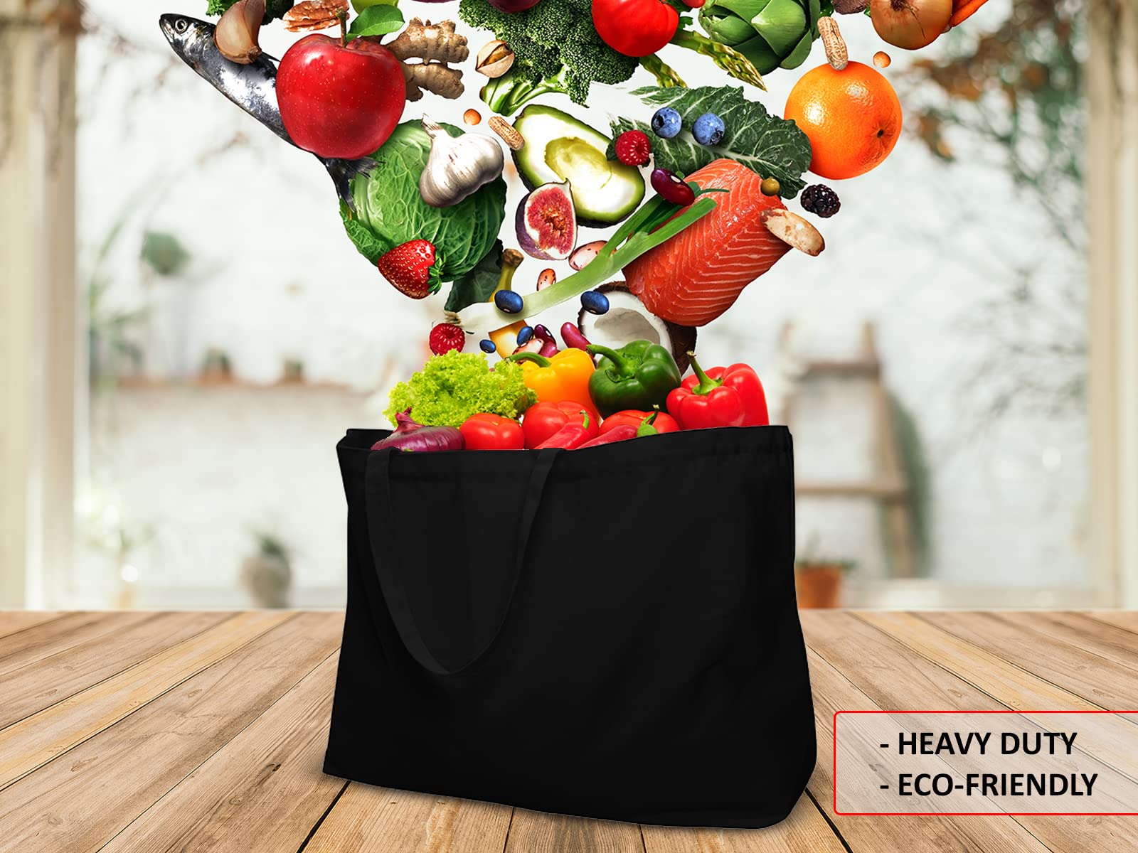 Extra Large Canvas Tote Bag - Big Largest Reusable Grocery,Black