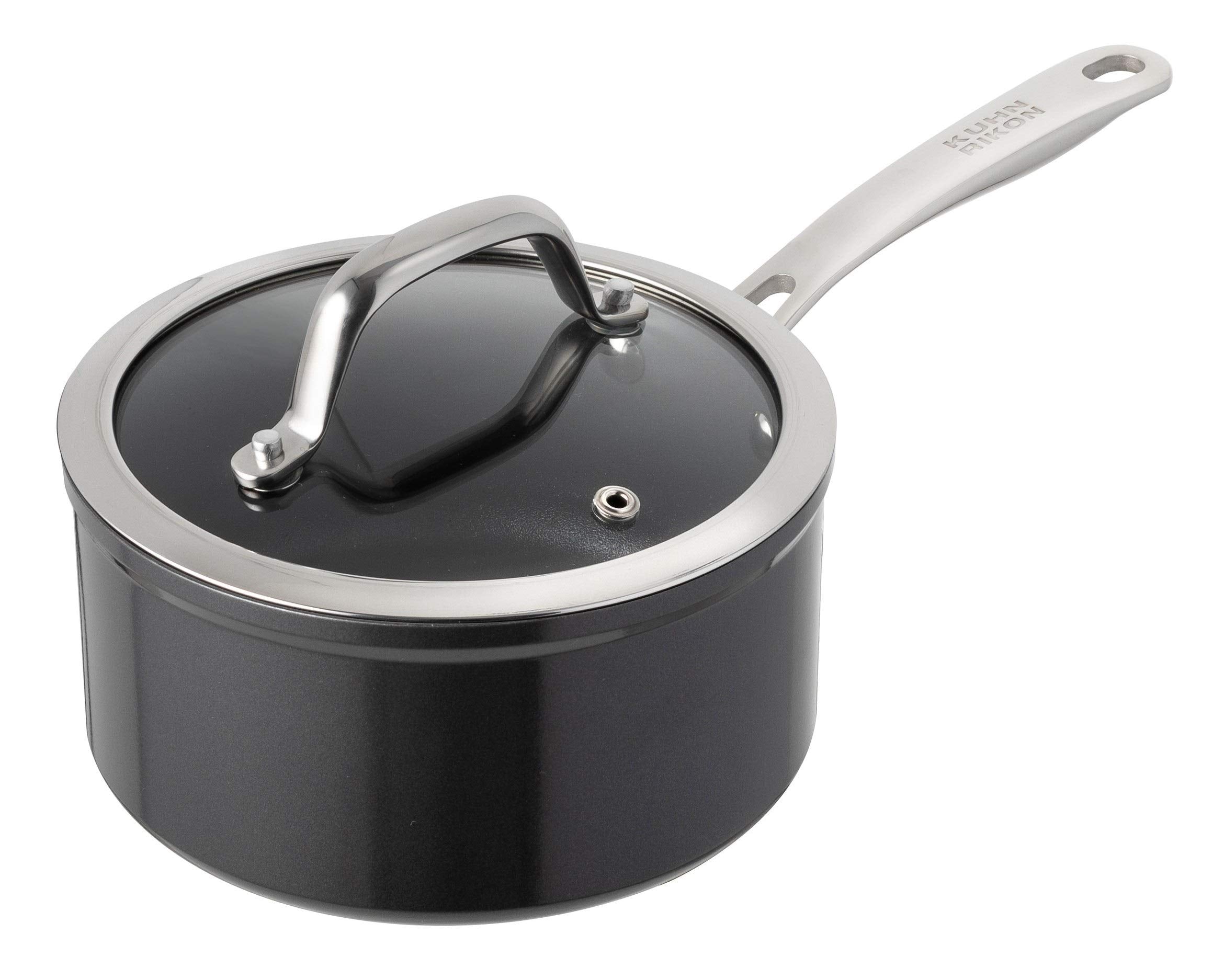 Kuhn Rikon Easy Pro NonStick Saucepan with Glass Lid, 7.05 inch/18 cm