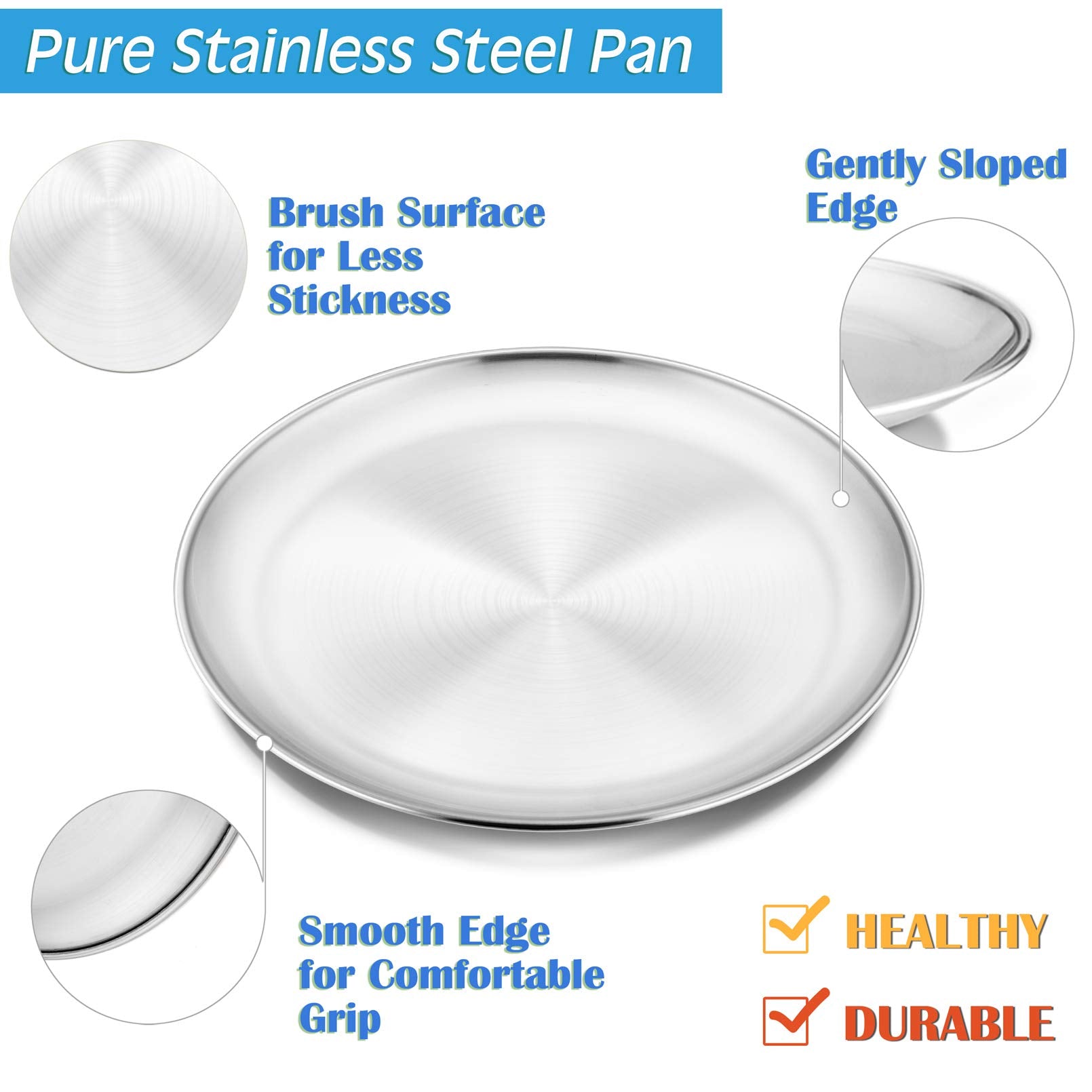 P&P Chef 10 Inch Pizza Pan Set Of 2, Stainless Steel Pizza Round Baking Trays, Crisper Oven Pan For Baking Serving, Healthy &Non