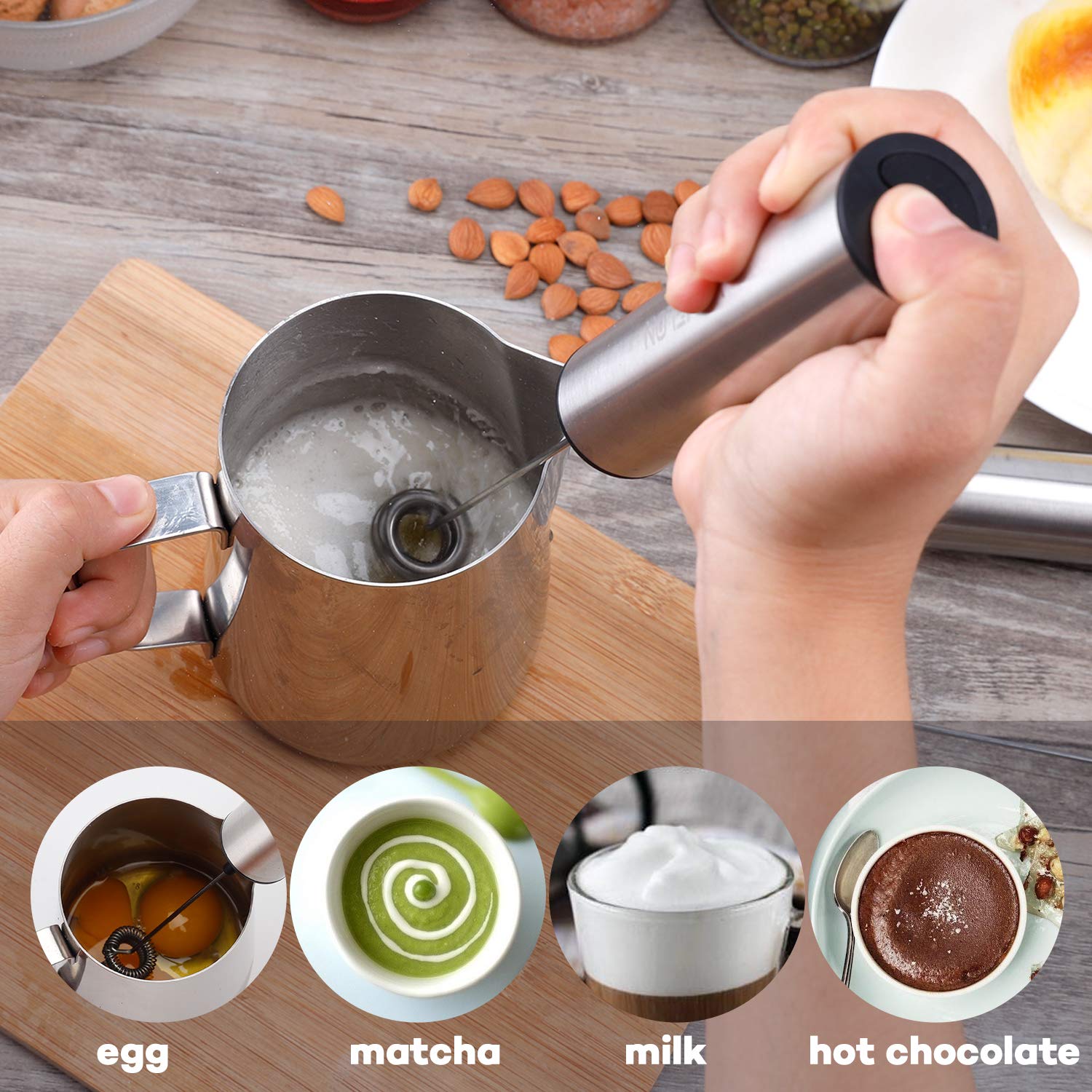 Rechargeable Milk Frother Battery Operated,2-Speed Portable Travel Frother,Electric Milk Foamer Coffee Frother For Latte, Cappuc