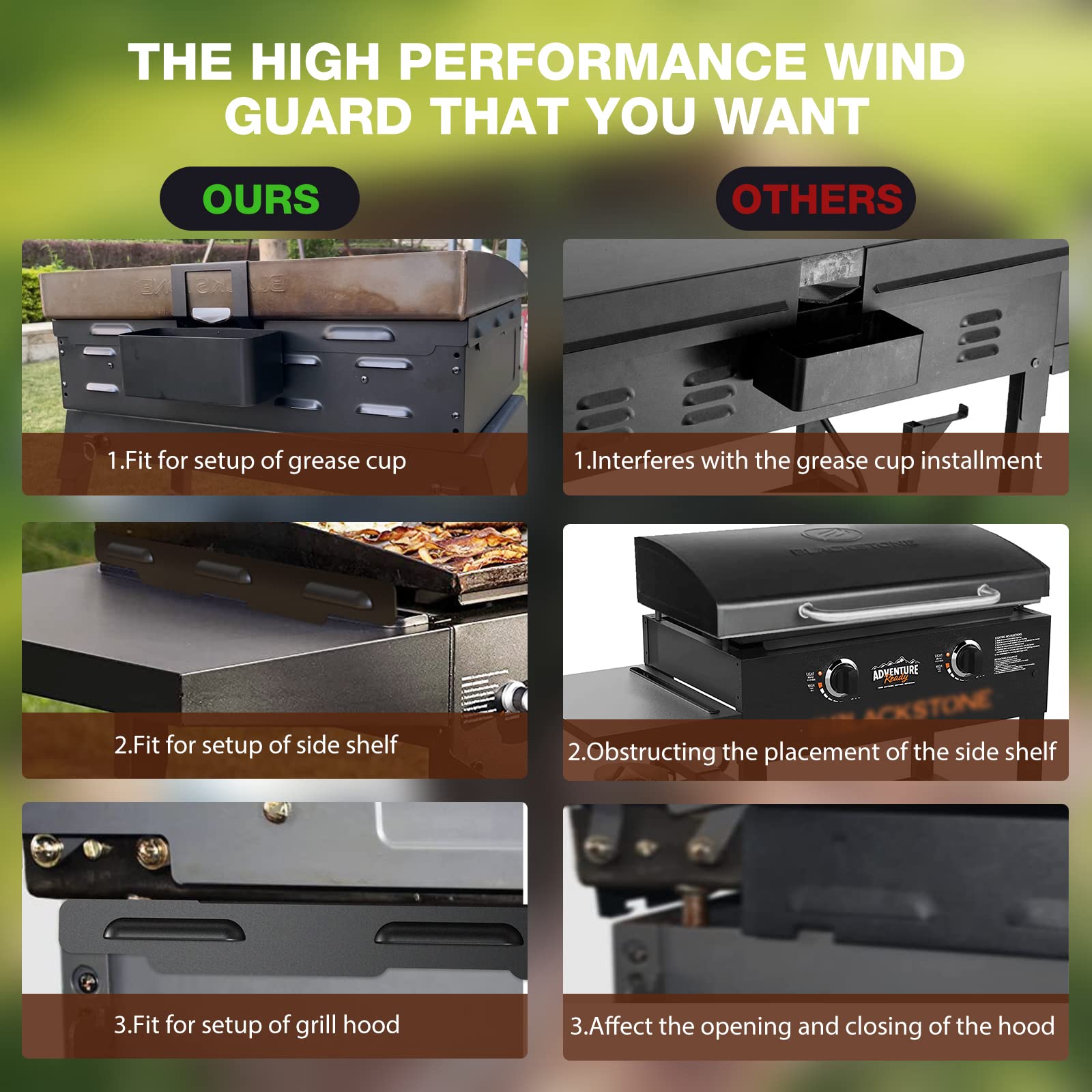 Upgradad Wind Guard For Blackstone 28 Inch Griddle,Blackstone Griddle Accessories Magnetic Stainless Steel For Blackstone Grill,
