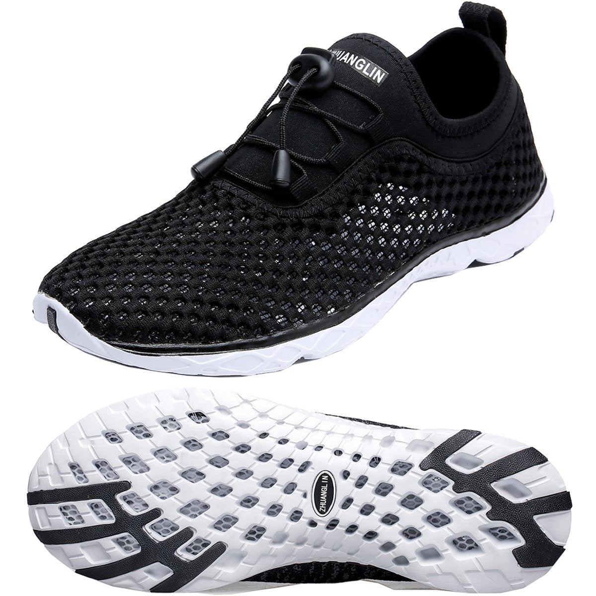 Zhuanglin Womens Quick Drying Aqua Water Shoes,Blackwhite,6 B(M) Us