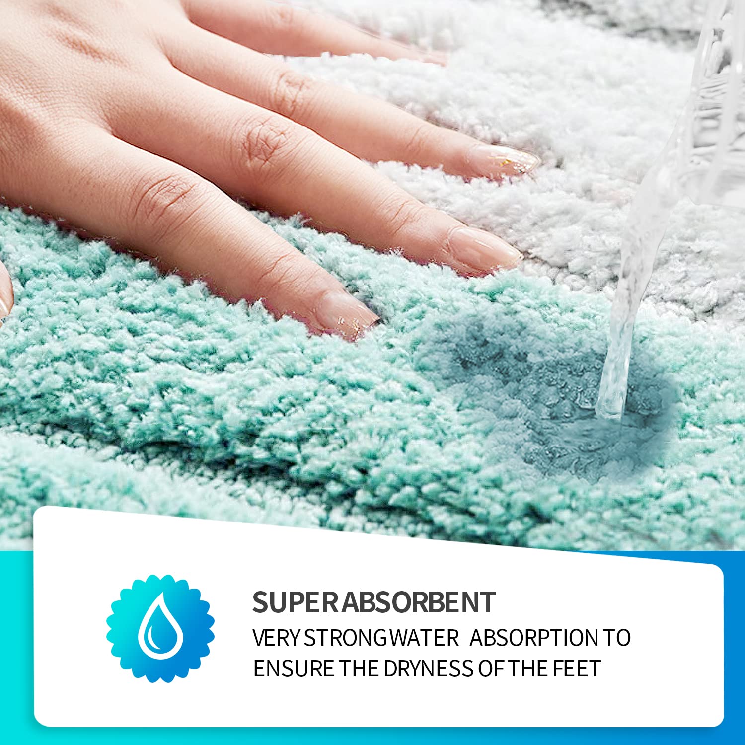 SiliPacks Bathroom Rugs 18''x47'' Non-Slip Microfiber Carpet  Machine Washable Quick Dry Bath Mats for Bathroom  Bedroom and Kithchen-Turquoise
