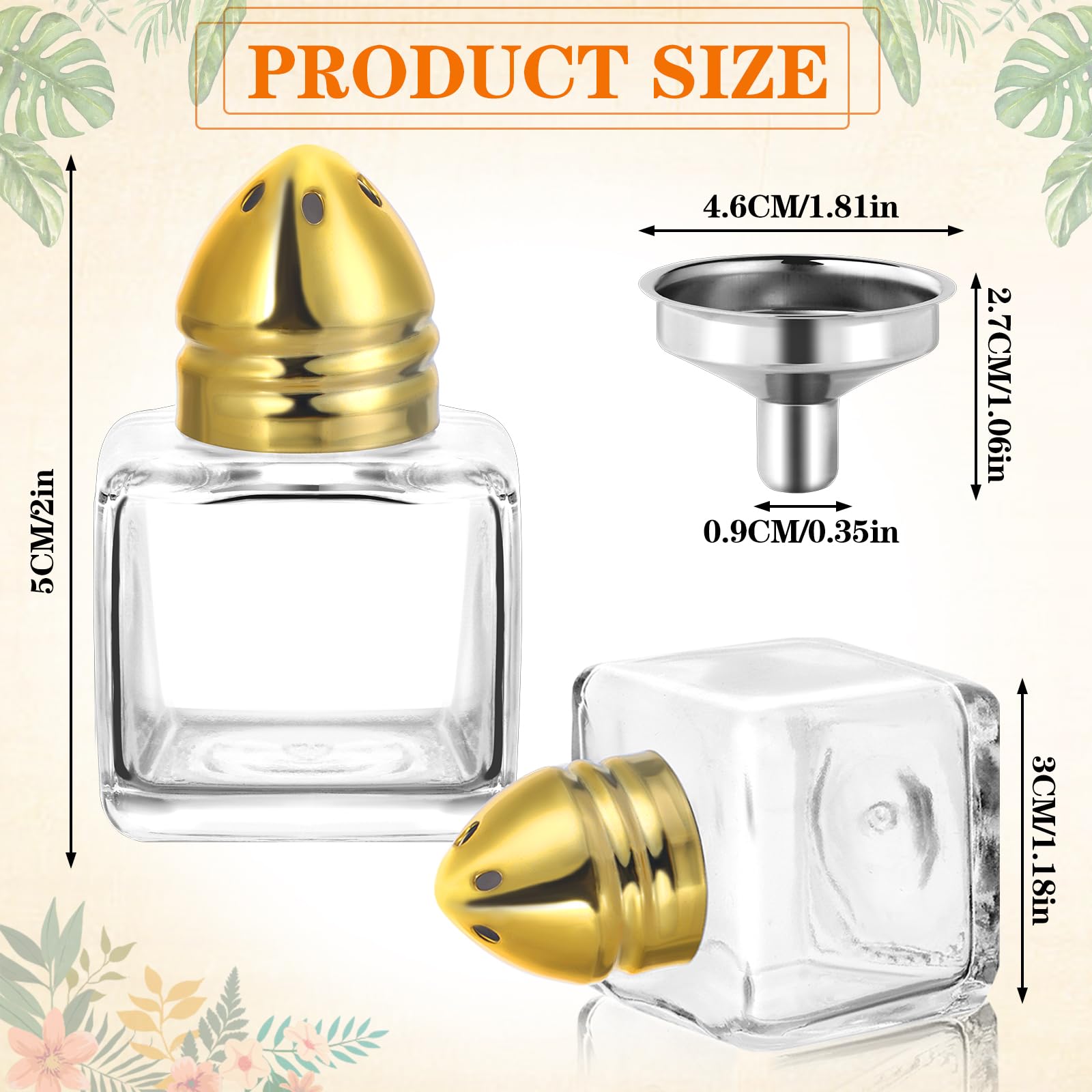 Ruiyele 18 Pcs 0.5 Oz Cube Small Salt And Pepper Shakers With Tone Top Clear Mini Glass Spice Shakers Spice Salt Shakers For Wed