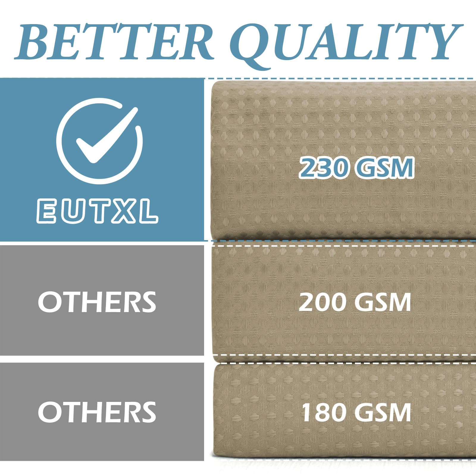 Eutxl Beige No Hook Shower Curtain With Snap In Liner,230Gsm Waffle Weave Shower Curtains For Bathroom,71W X 74H