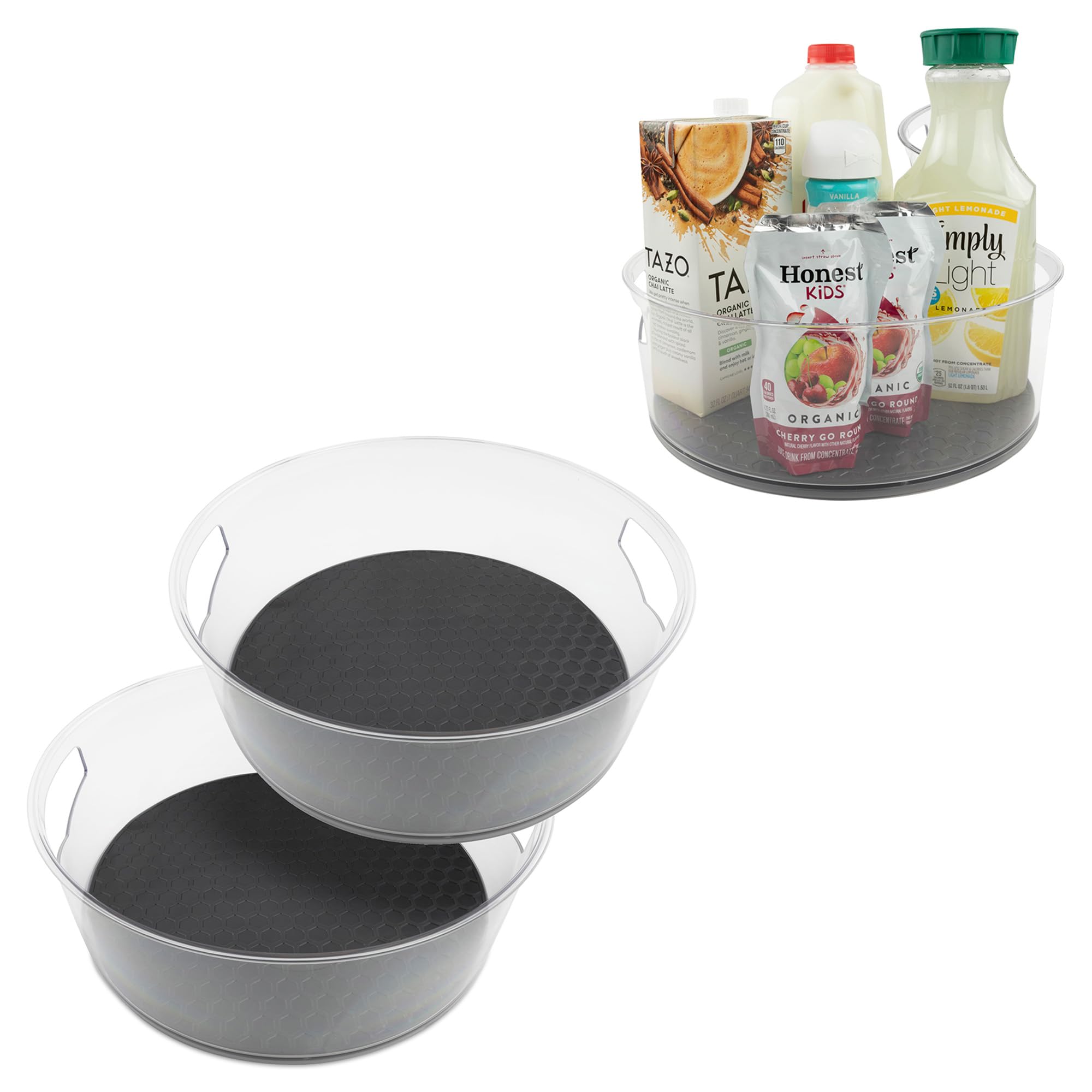 Spectrum Lazy Susan Organizer, Hexa Round Large (2-Pack) - Lazy Susan Turntable For Cabinet, Refrigerator, Pantry, Table, & Shel