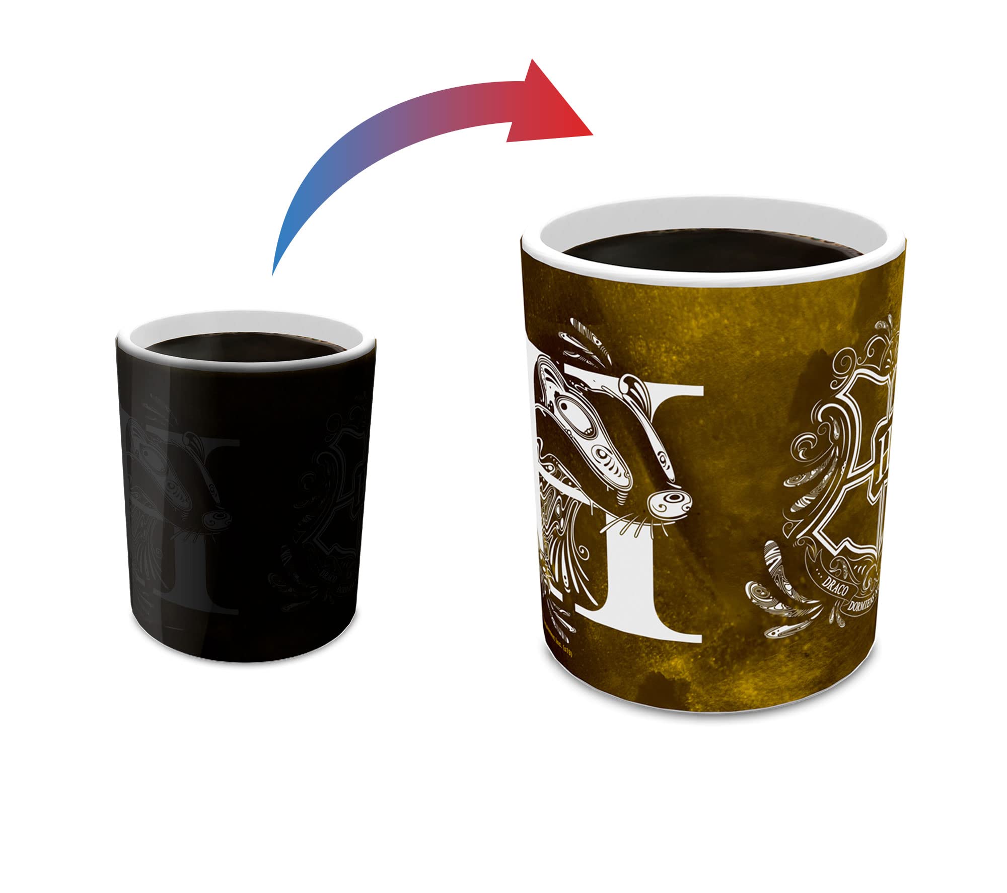 Morphing Mugs Harry Potter - Hufflepuff - Aguamenti - One 11 oz Color Changing Heat Sensitive Ceramic Mug - Image Revealed When