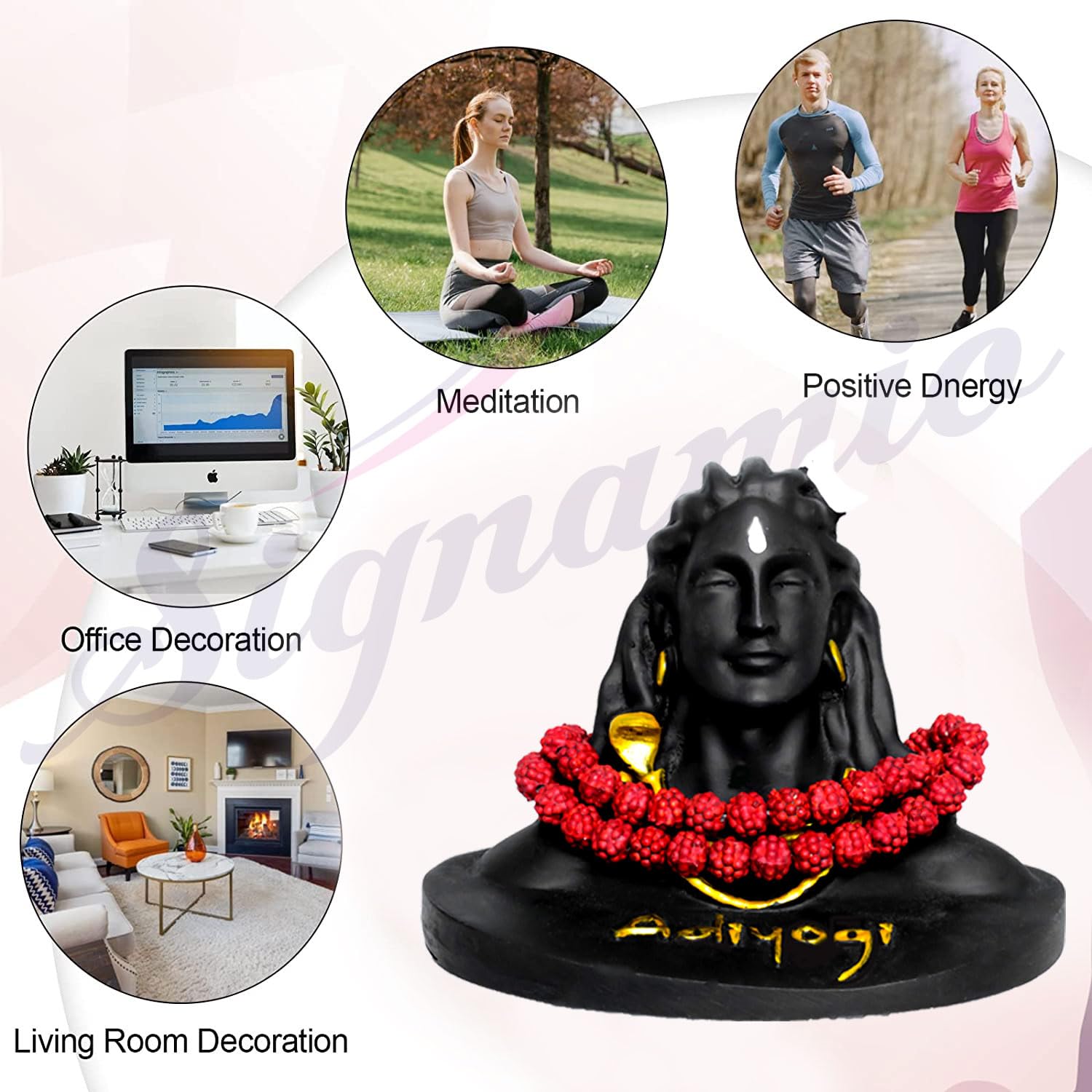 SIGNAMIO Lord god Mahadev Bholenath Shivji Adiyogi Shiva Statue Idol Murti for Car Dashboard with Rudraksh Mala Idle,Home Decor