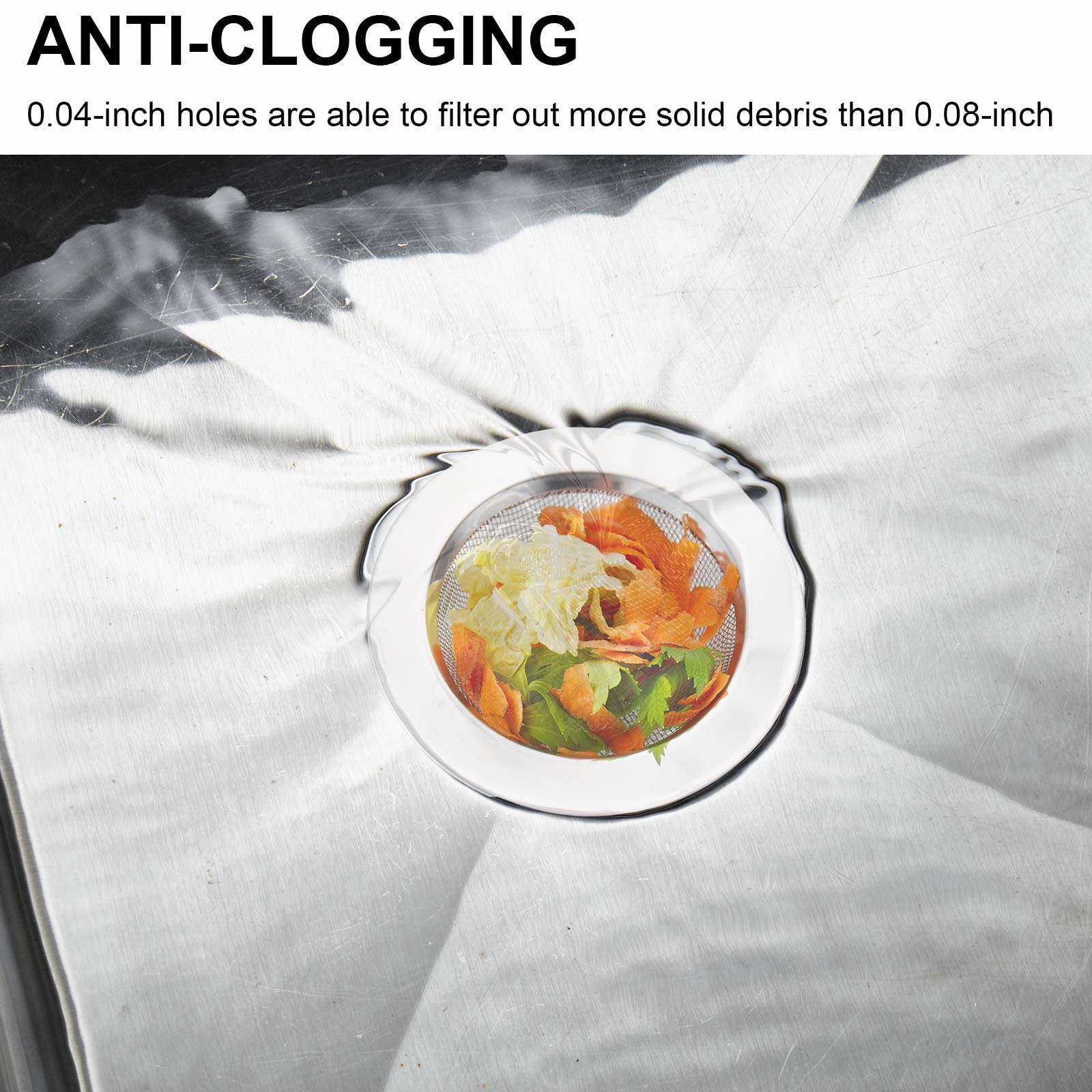 2 PCS Kitchen Sink Strainer Stainless Steel  kitchen Sink Drain Strainer Sink Strainers with Large Wide Rim 4.5'' Diameter for Kitchen Sinks