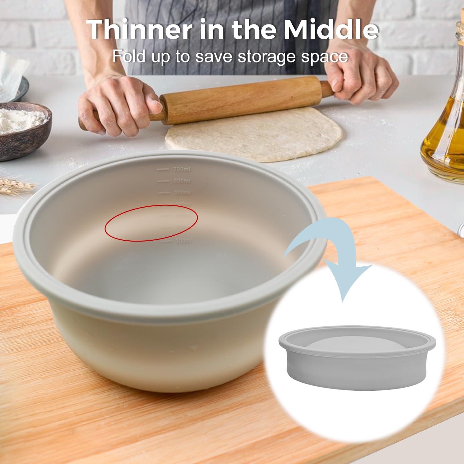 3Pcs Stackable Silicone Pizza Dough Proofing Proving Containers With Lids,Pizza Dough Proofing Box For Home Kitchen 700Ml (Grey)