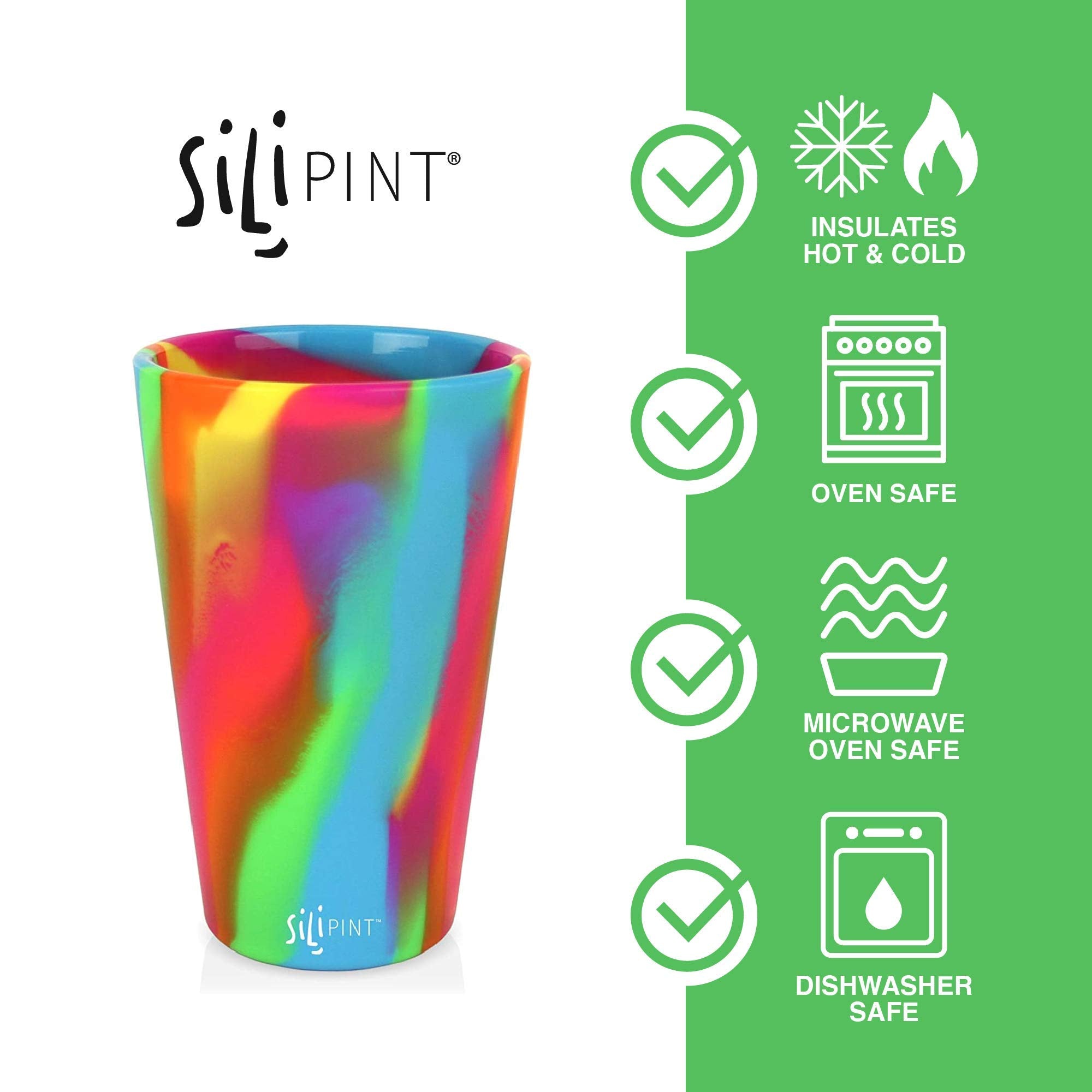 Silipint 2-Pack, Hippie Hops - Silicone Cup Drinkware, Bpa-Free, Unbreakable, Microwave Safe, Shatter-Proof - For Any Drink Use,