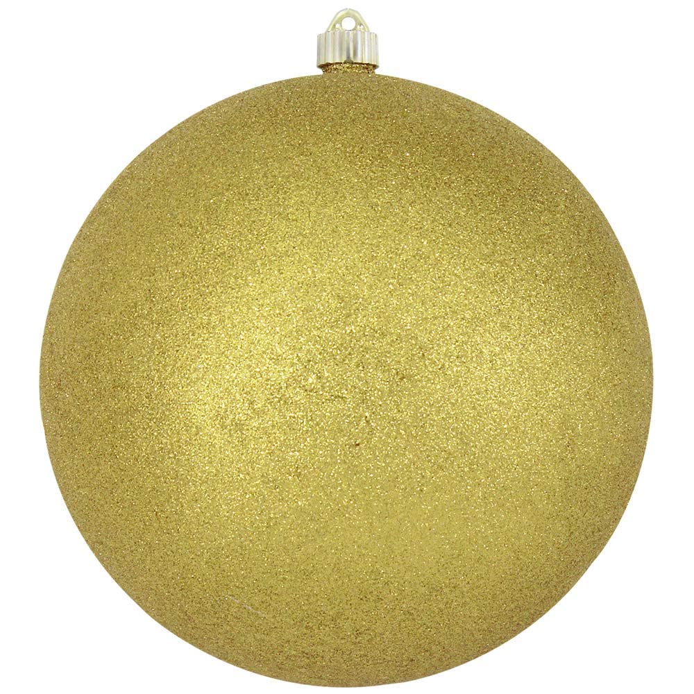 Christmas By Krebs 10 (250mm) Gold Glitter [1 Piece] Extra Large Solid Oversized Huge Big Outdoor Plastic, Water Resistant Ball 