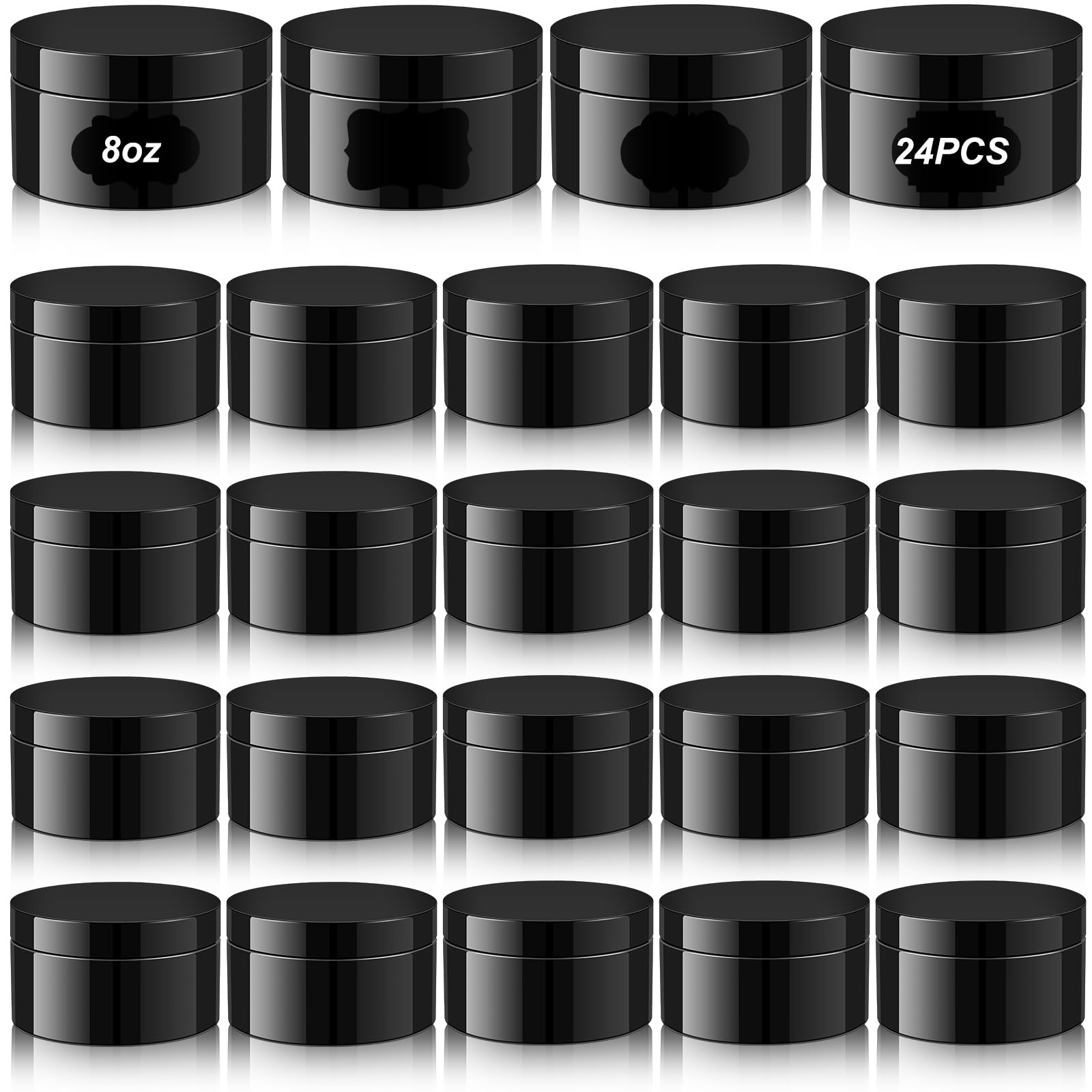 Dandat 24 Pcs Plastic Jars With Lid And Label Pet Cosmetic Containers Leak Proof Empty Cosmetic Jars Refillable Storage Travel J