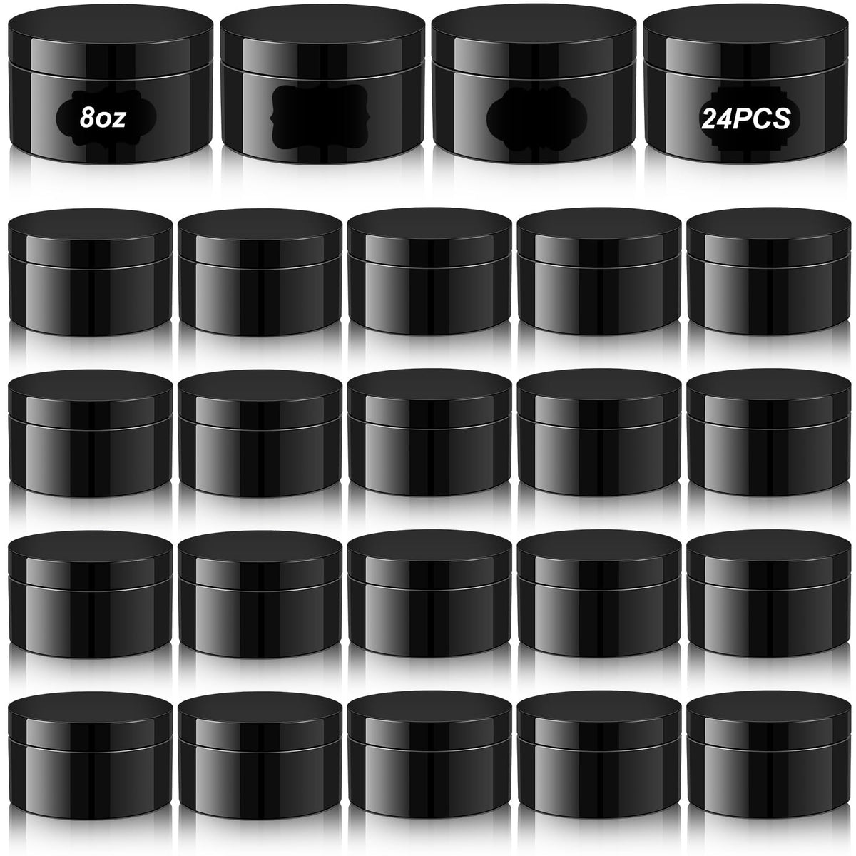 Dandat 24 Pcs Plastic Jars With Lid And Label Pet Cosmetic Containers Leak Proof Empty Cosmetic Jars Refillable Storage Travel J