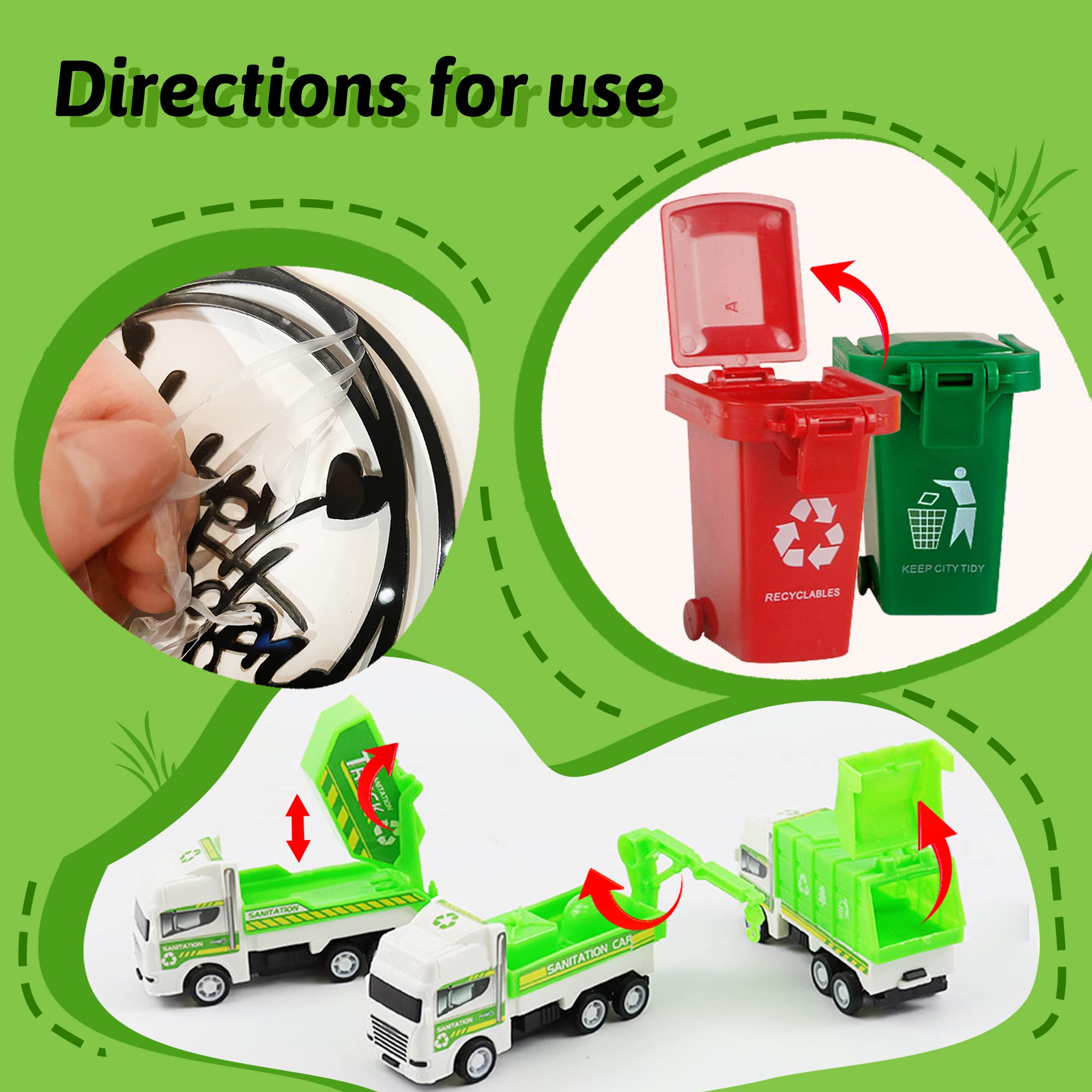 17Pcs Garbage Truck Cake Topper Trash Truck Cake Decorations Trash Can Birthday Party For Trash Truck Waste Management Recycling