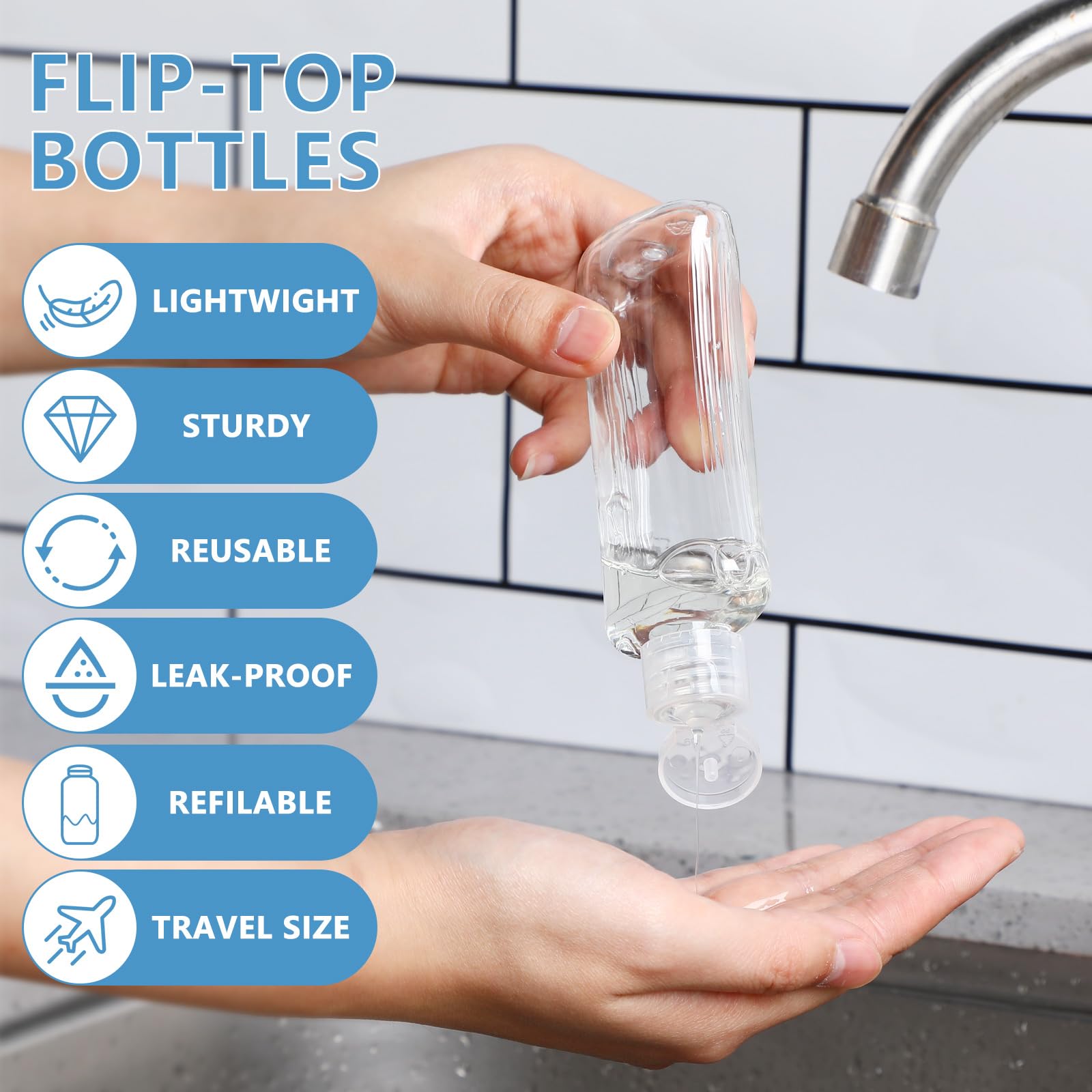 Domensi 36 Pcs 3.4 Oz Travel Bottles Bulk Plastic Squeeze Lotion Bottles With Flip Cap Small Portable Travel Leak Proof Refillab