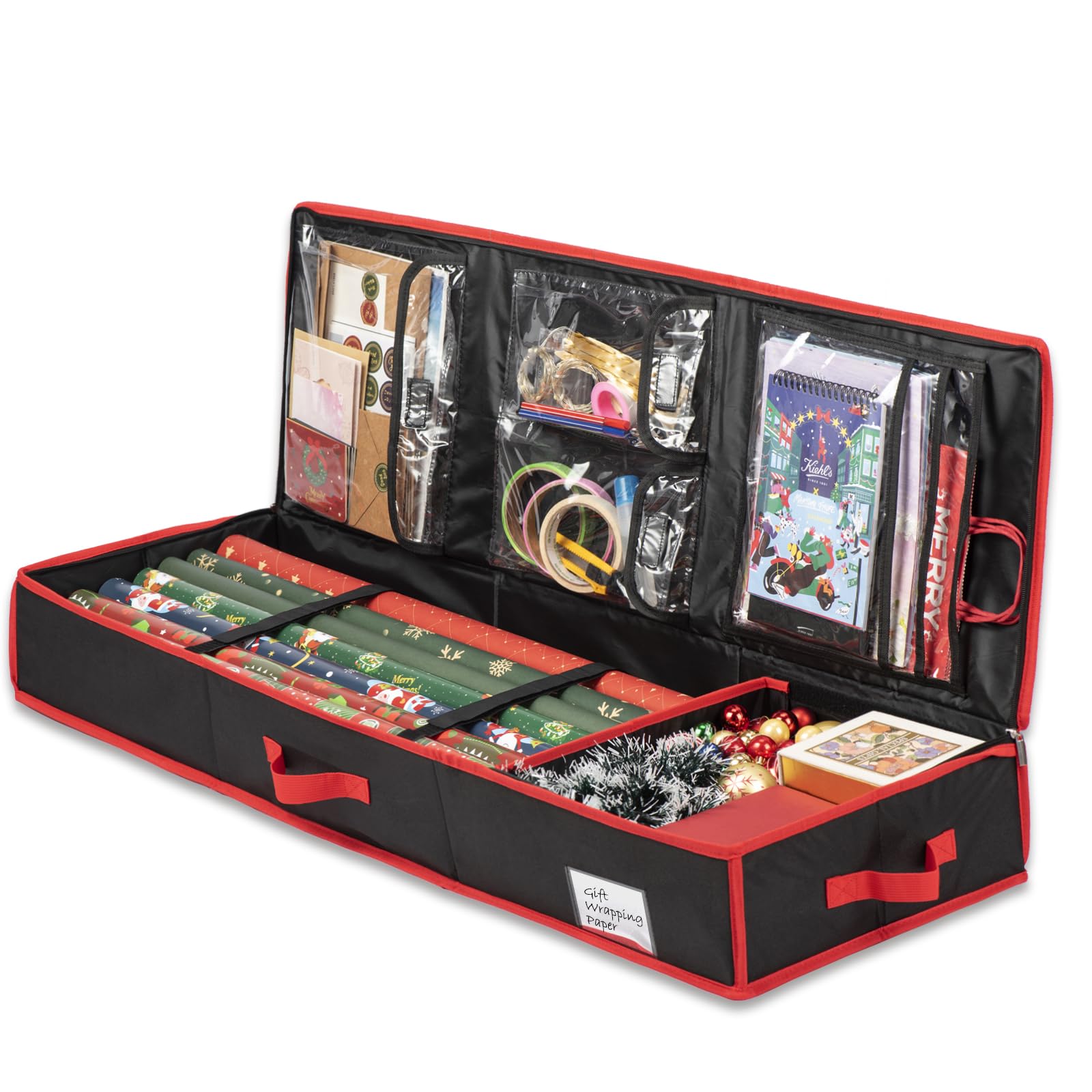 Kiphca Wrapping Paper Organizer Storage Wrapping Paper Storage, 600D Oxford Fits Ribbon, Ornaments, Holiday Accessories Flexible