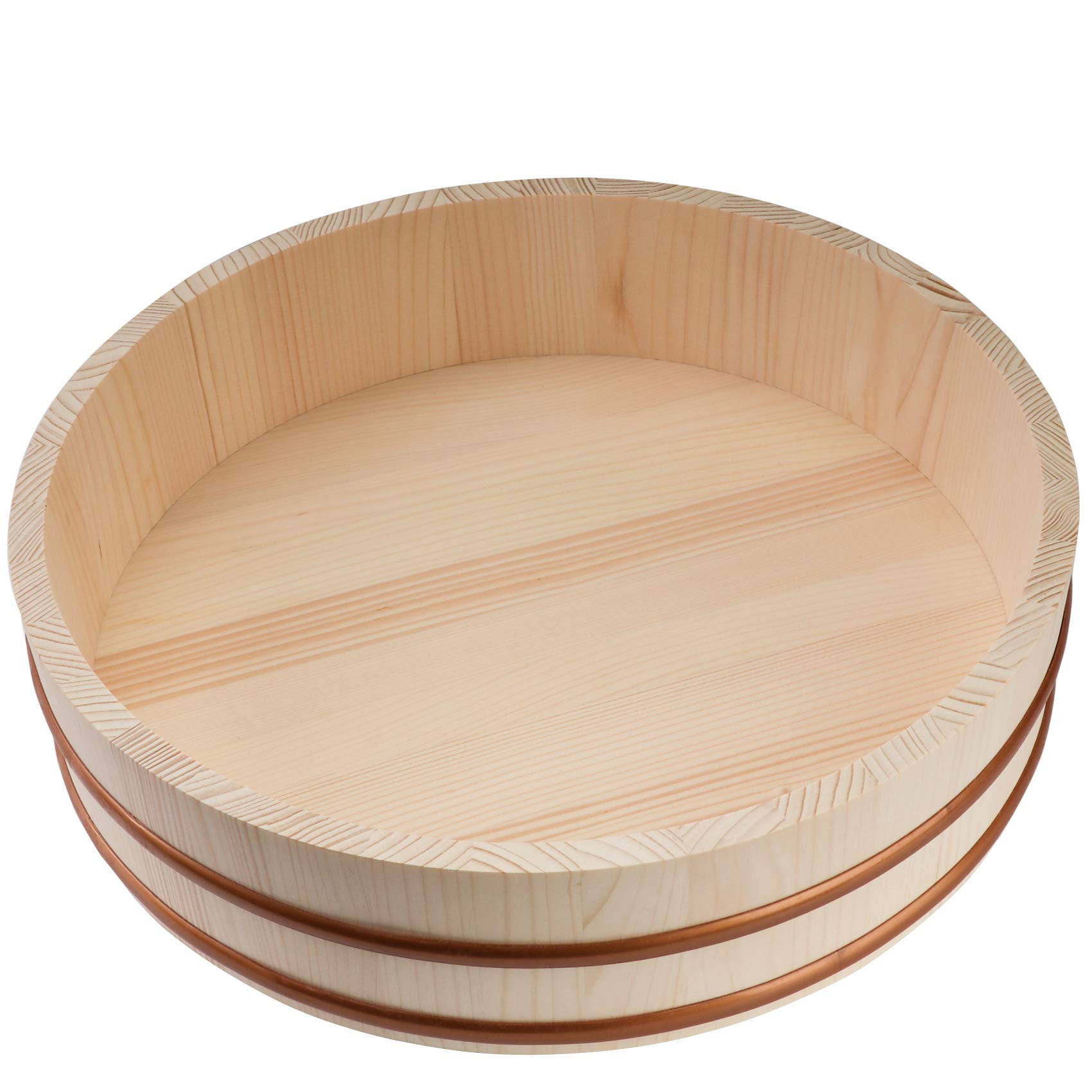 Kichgather Wooden Sushi Rice Bowl With Lid Hangiri Sushi Oke Sushi Rice Mixing Tub (11.8     With Lid)