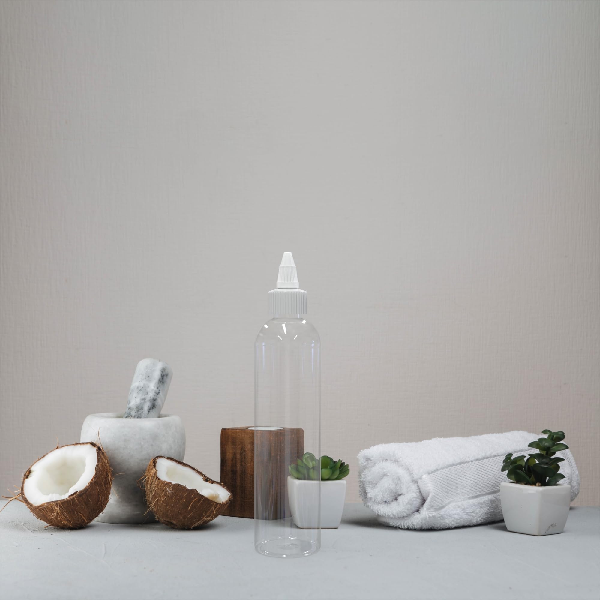 Brightfrom Twist Top Applicator Bottles, 8 Oz Crystal Clear, Squeeze Empty Plastic Bottles, Bpa-Free, Pet, Refillable, Open/Clos