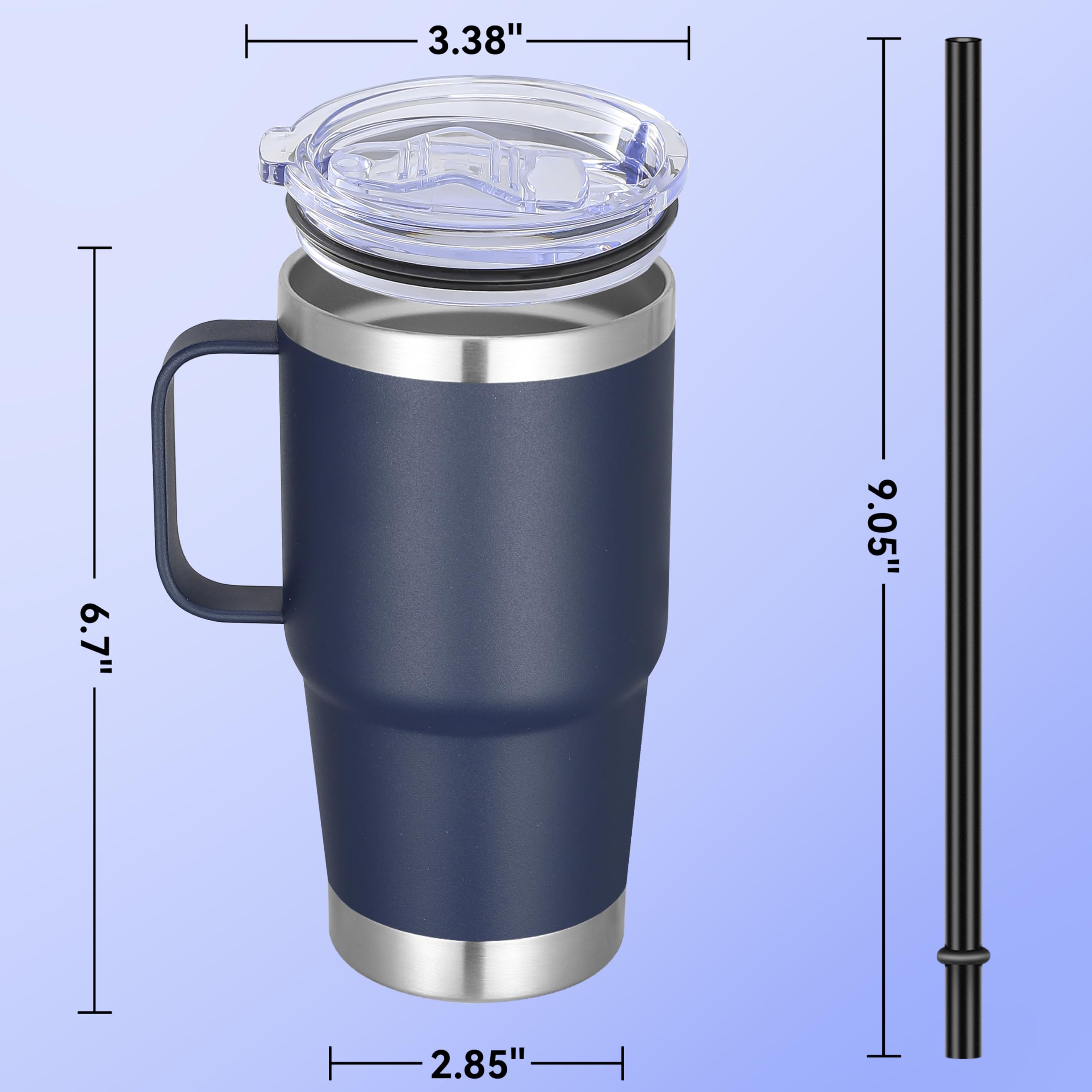 Abbrevi 20 Oz Stainless Steel Tumbler With Handle Metal Insulated Coffee Travel Mug With Handle Double Wall Tumbler Cup With Lid