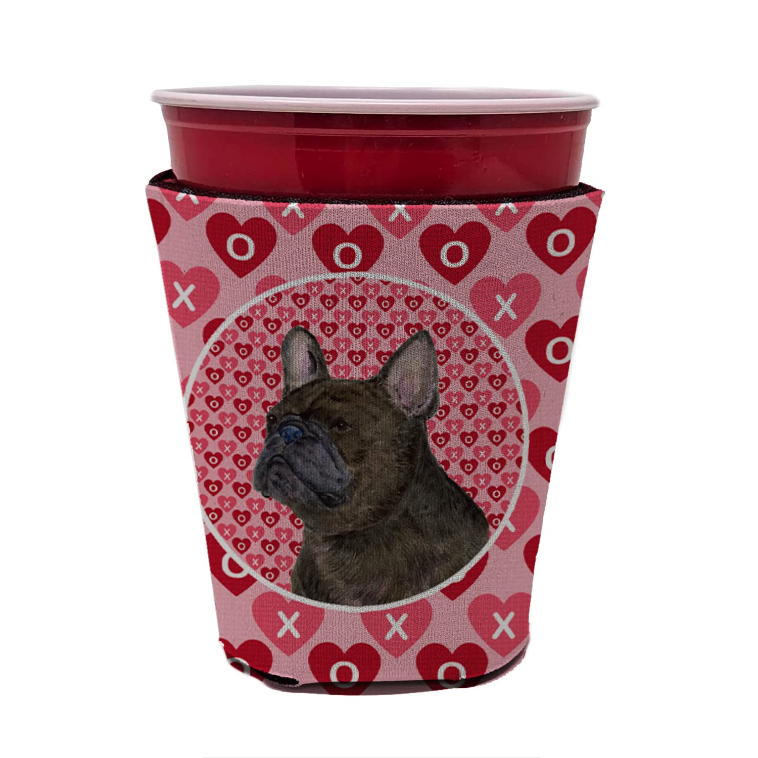 French Bulldog  Red Solo Cup Beverage Insulator Hugger