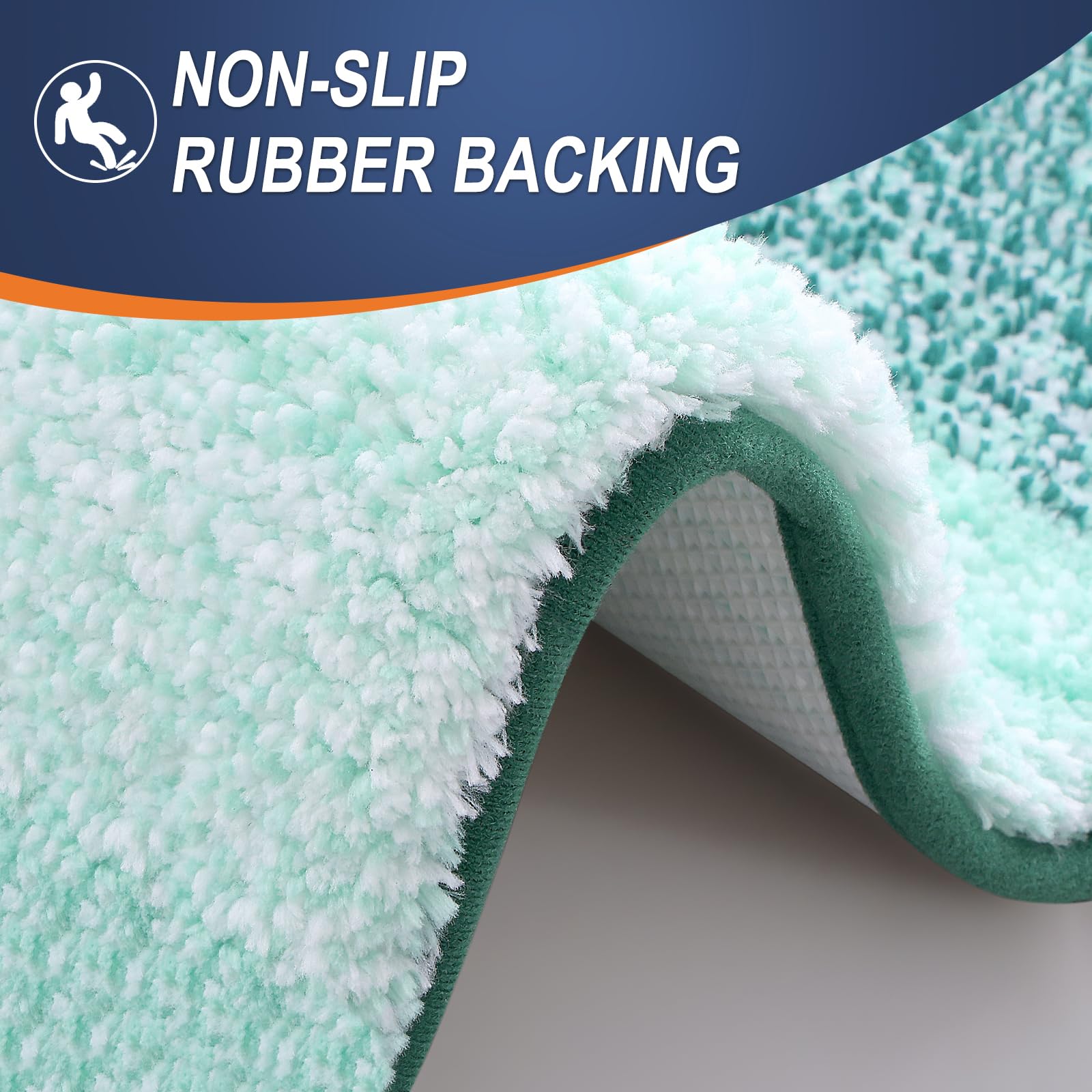 OLANLY Bathroom Rug Set - 2-Piece Microfiber Mats, Non-Slip, Machine Washable, 30"x20" + U Shape 24"x20", Blackish Green