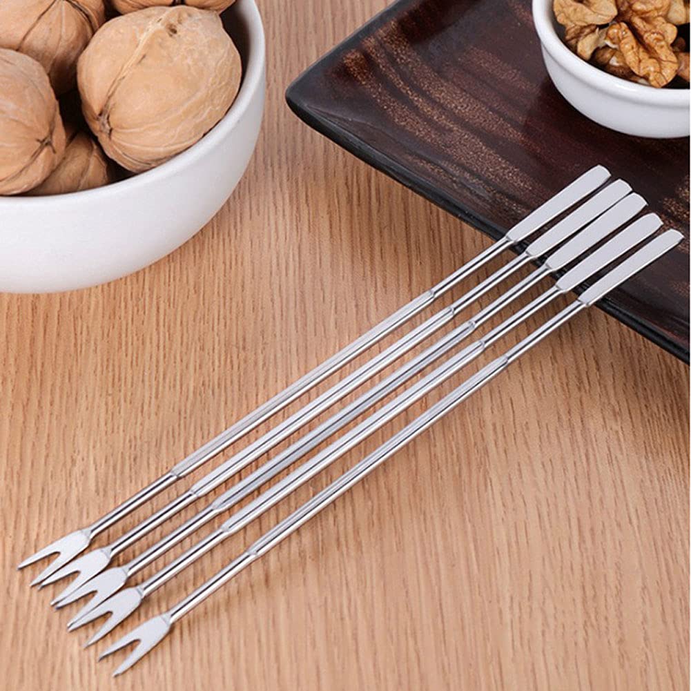 12Pcs Stainless Steel Lobster Crab Seafood Pick Forks And Scoop Nut Forks Seafood Picker Fork Kitchen Tools, Silver