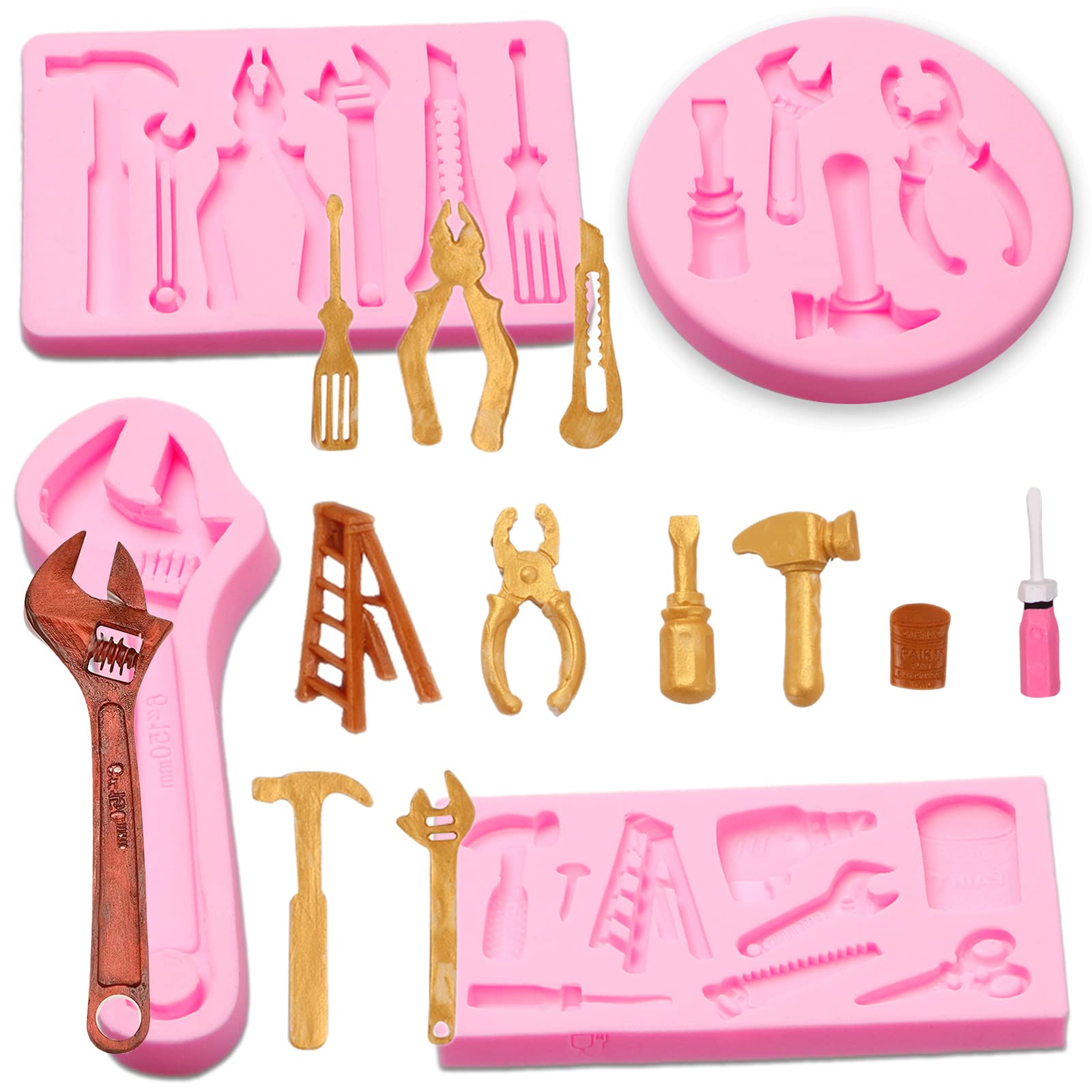 Hand Tools Silicone Molds, Construction Tools Fondant Molds, 3D Sugar Chocolate Molds For Cake Decoration Cupcake Topper Cookie