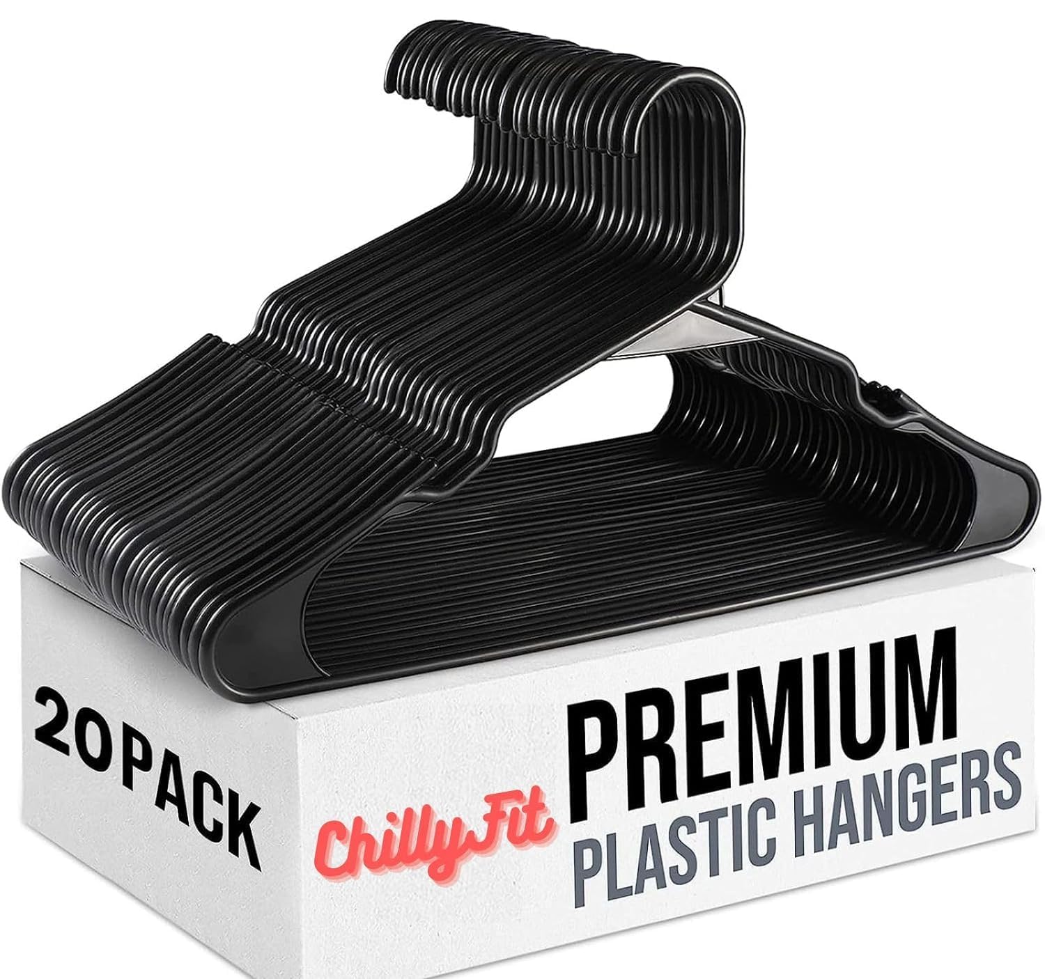 Hangers For Clothes, 20 Pack Chillyfit Plastic Hangers Clothes Hangers For Clothing, Closet, Coats & Shirts - For Everyday Stand