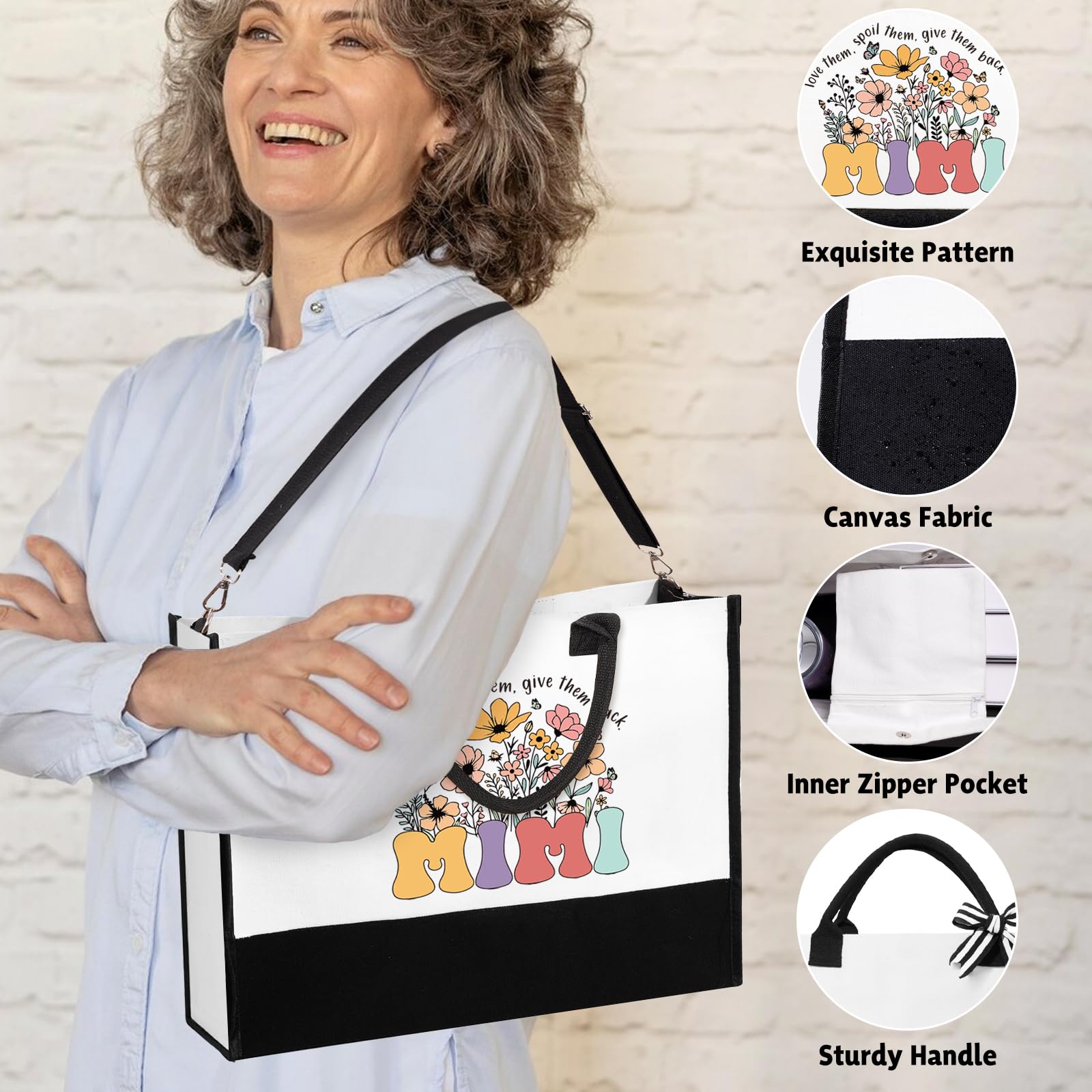 iAOVUEBY Mimi Gifts for Women Birthday Mothers Day Gifts Set from Granddaughter Grandson Grandchildren, 16 Oz Glass Cup Canvas T