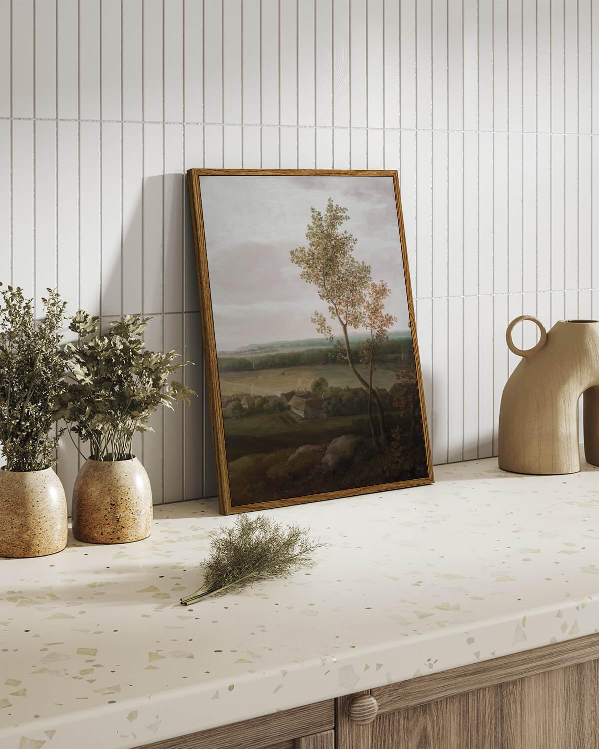 Insimsea Framed Canvas Prints Art Vintage Decor, Rural Farmhouse Scenery Home Wall Decor Countryside Landscape Paintings, Wall A