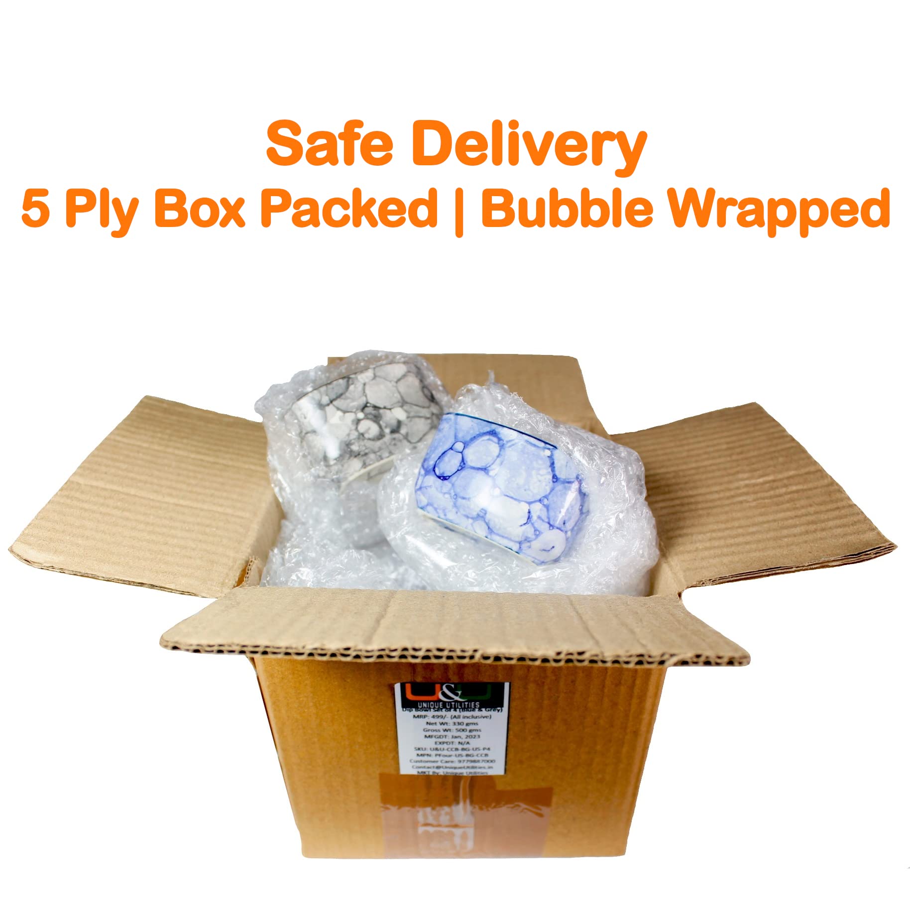 U & U Unique Utilities Ceramic Chutney Bowl Set Of 4 Small Ketchup Sauce Dip Bowl Pots (Blue Grey 80 Ml)