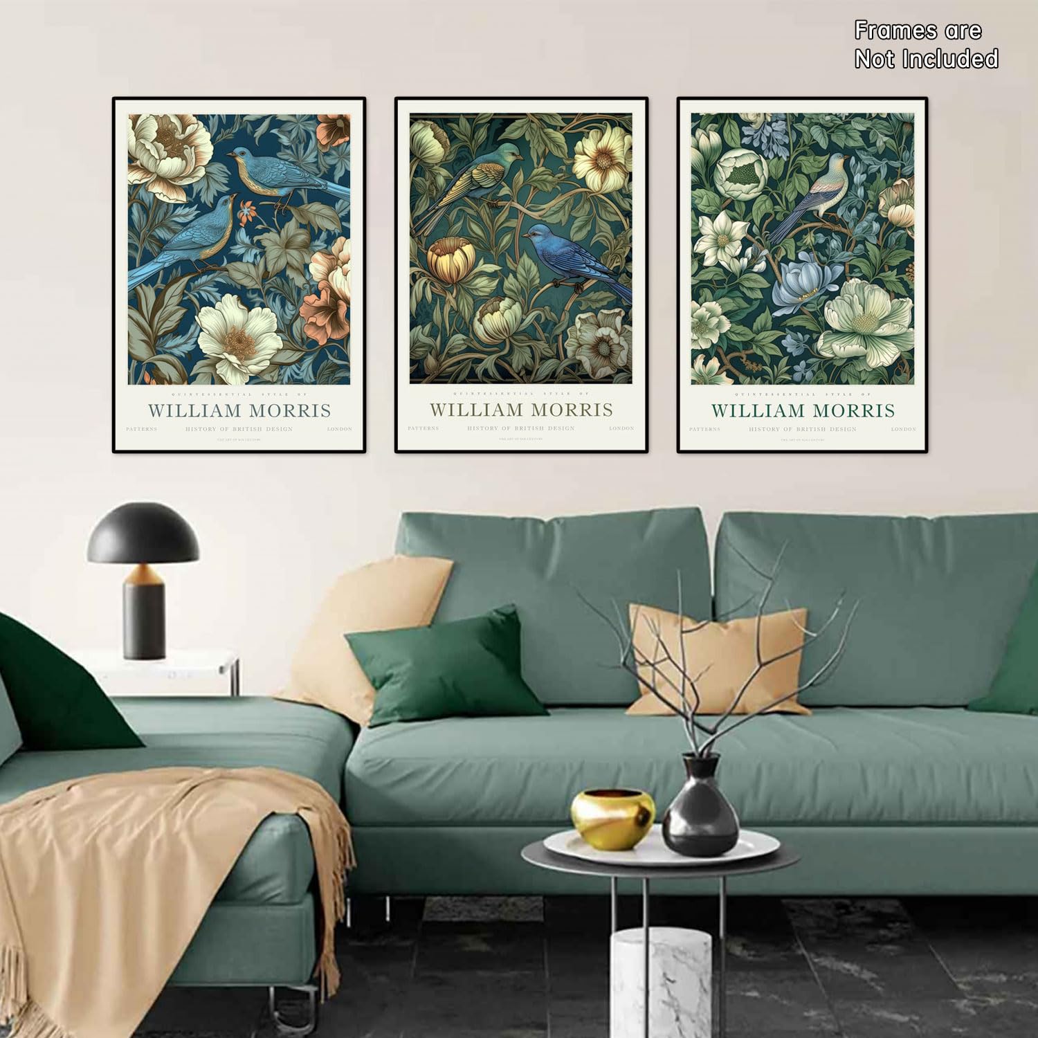 Djmwtb William Morris Wall Art Vintage Poster Prints Set Of 3 Botanical Bird Aesthetic Pictures Gallery Artwork Canvas Painting