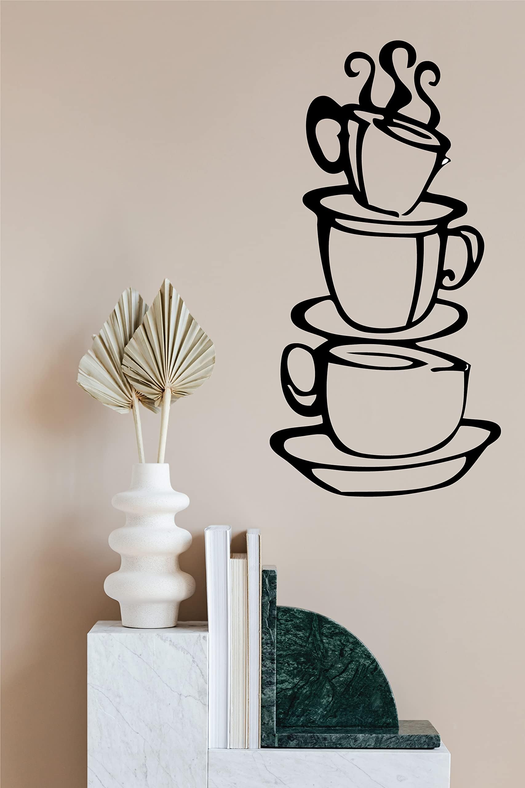 Coffee Cup Double Sided Visual Removable Wall Vinyl Sticker Decals Decor Art Bedroom Design Mural