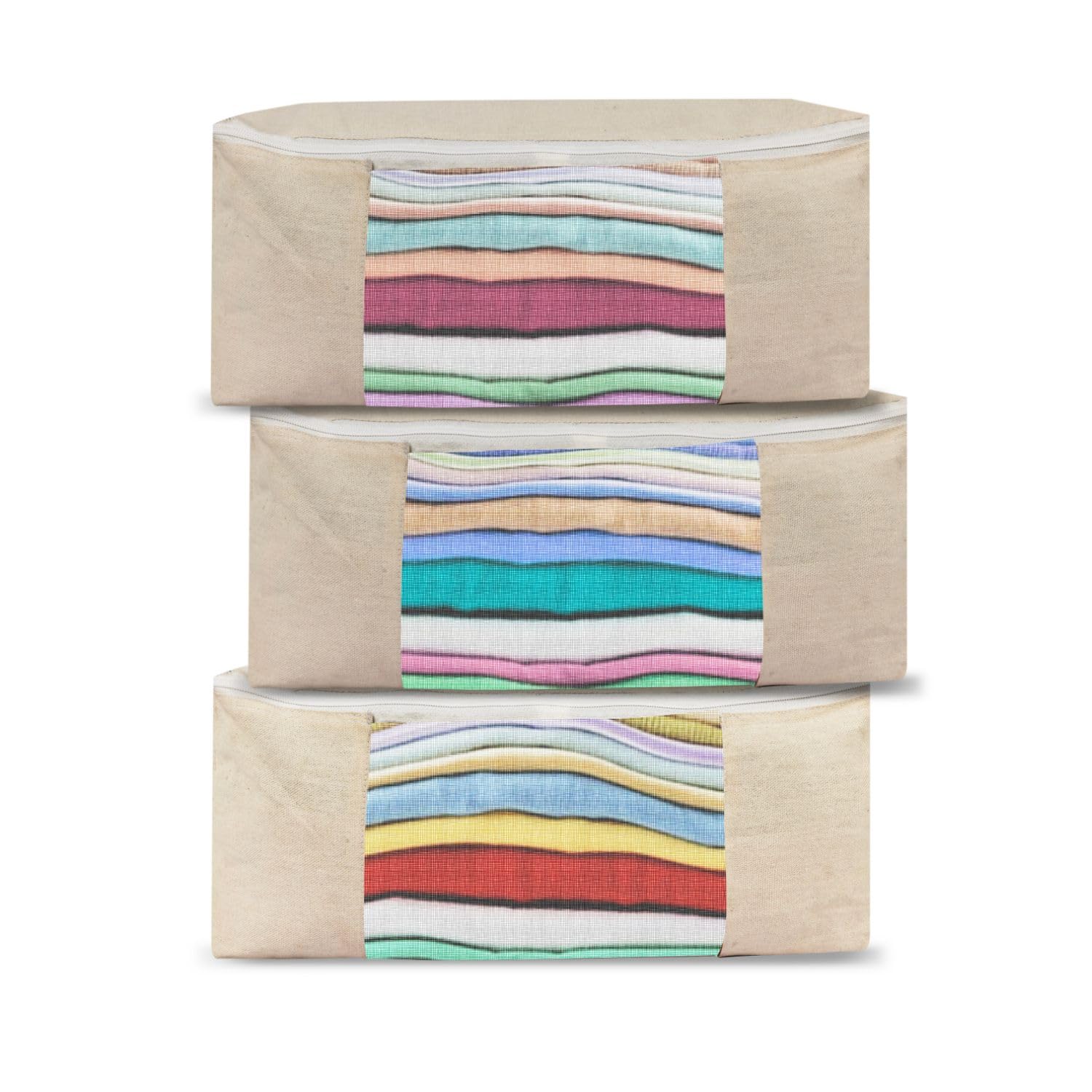 HOLLIO Cotton Clothes Storage Bags Saree Covers For Storage Saree Covers with Zip for Storage Design for Woman Dresses, Sarees, 