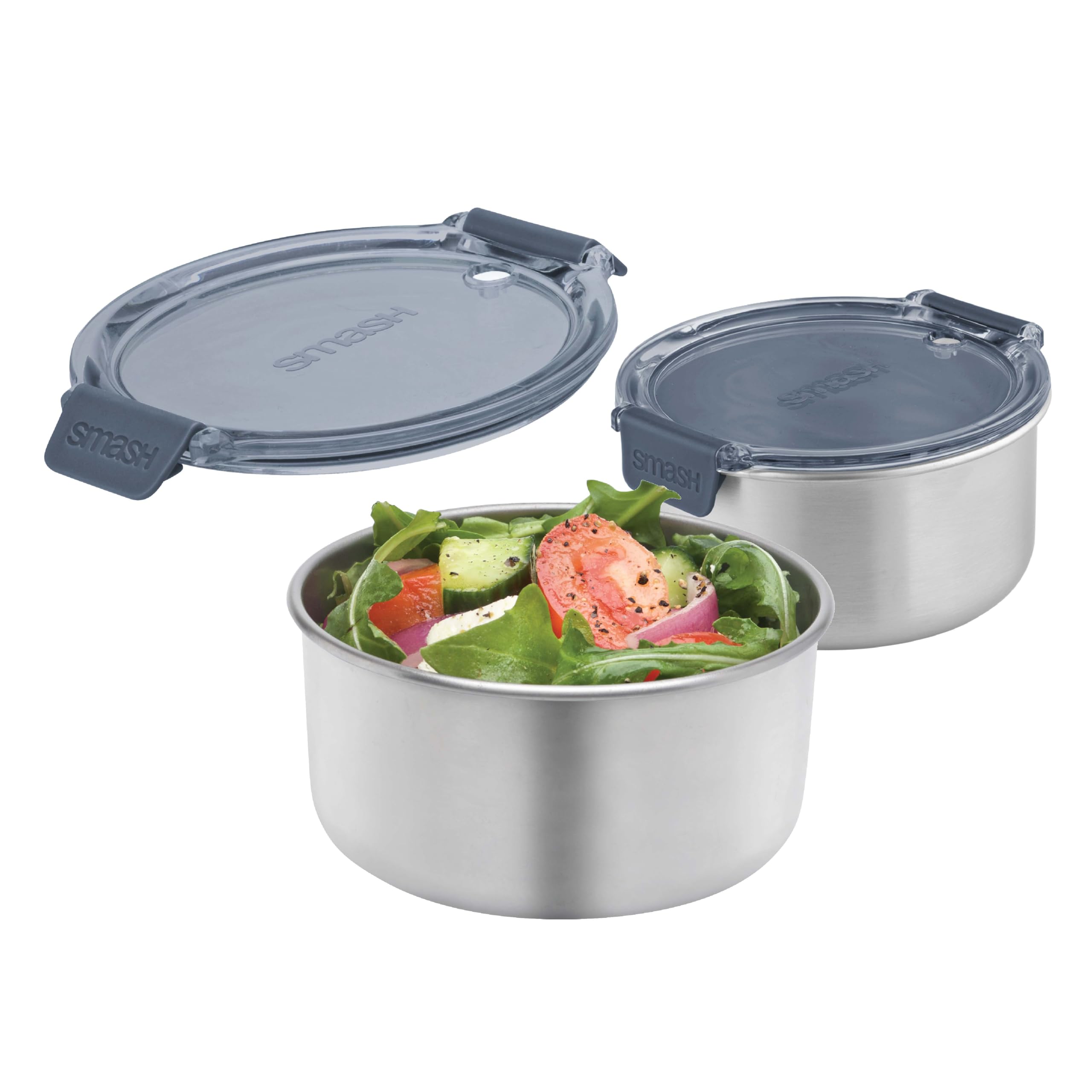 Smash Stainless Steel Snack Pots  Charcoal, 300ml/10oz (Pack of 2)