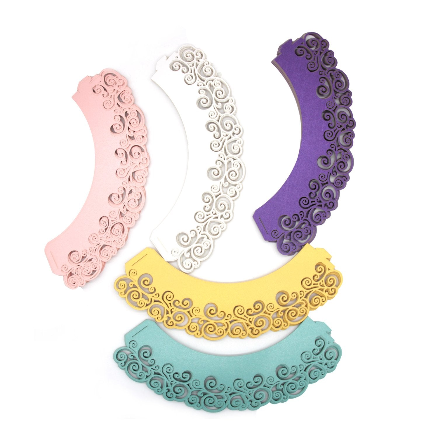Kposiya Cupcake Wrappers 100 Pack Cupcake Wraps In 5 Colors Filigree Artistic Bake Cake Paper Cup Little Vine Laser Cut Liner Ba