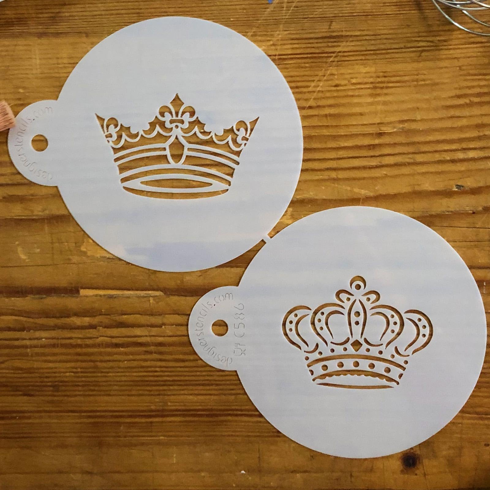Designer Stencils Royal Crowns Cookie Stencil Set, Beige/Semi-Transparent