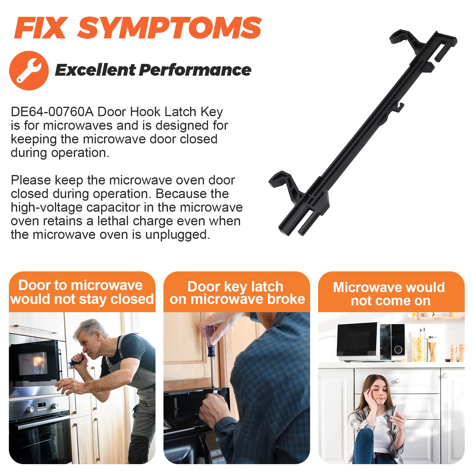 De64-00760A Door Hook Latch Key 2024 Upgrade Fit For Samsung Microwave - Replace De64-01308A,Ps4229162,Ap4224485,1557593 - De64-