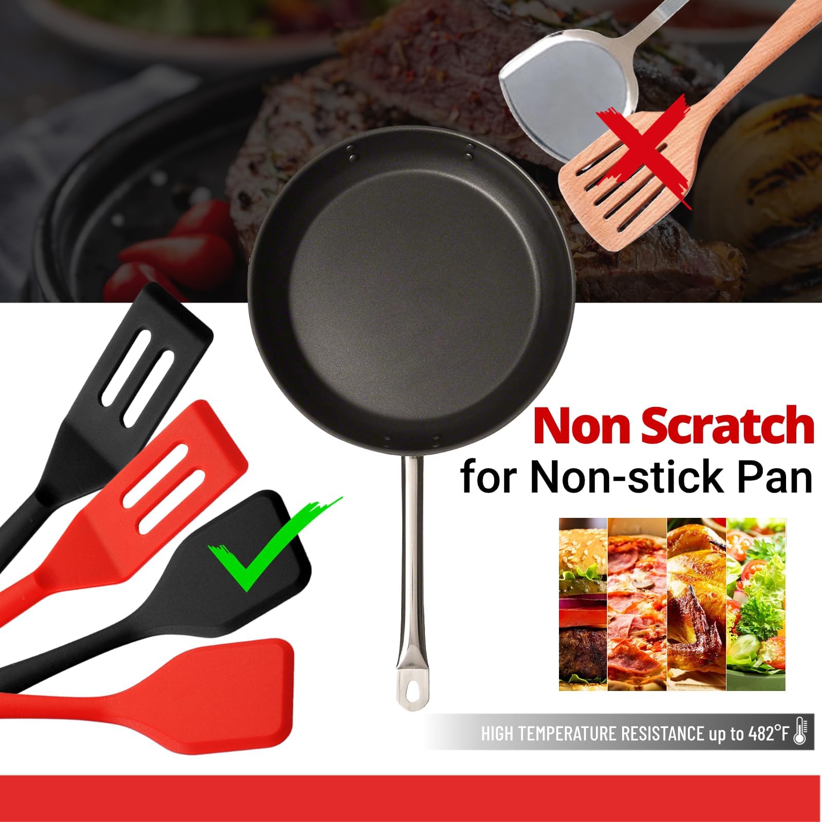 Mini Silicone Brownie Serving Spatula Set Flexible Non Stick Serve Turner Heat Resistant Cooking Spatula For Flip Eggs Crepe Ste
