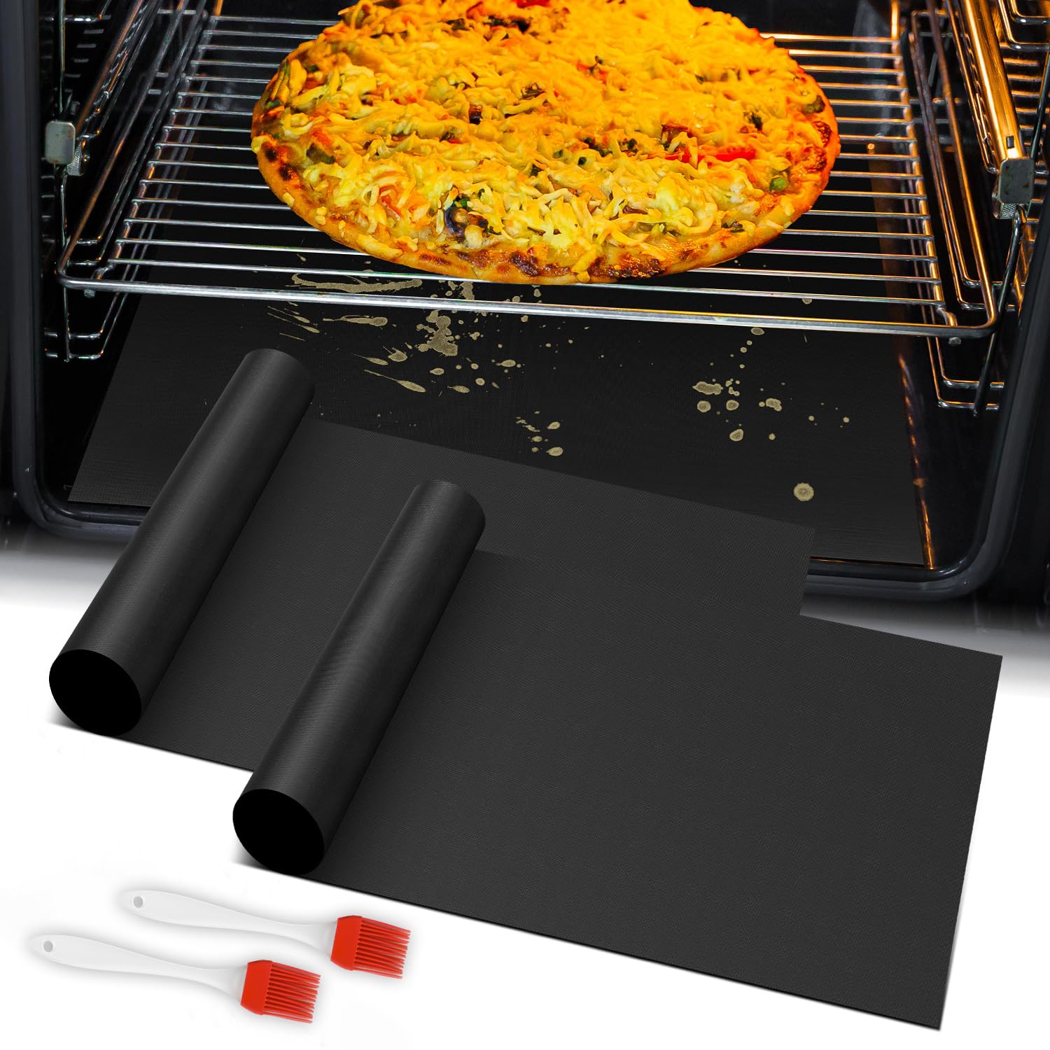Oven Liner for Bottom of Oven, 2 Pack Heavy Duty Oven Liners for Electric Stove, Heat Resistant Stovetop Protector Air Fryer Gri
