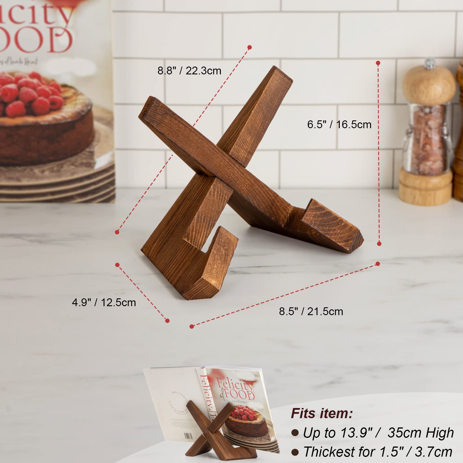Effortich Cookbook Stand, Wooden Recipe Book Holder, Cook Book Stand For Kitchen Counter, Multifunctional Display Stand, Kitchen