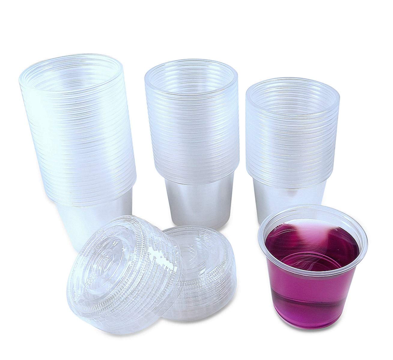 Tashibox 200 Sets-5.5 Ounce Disposable Plastic Jello Shot Cups With Lids, Souffle Portion Cups