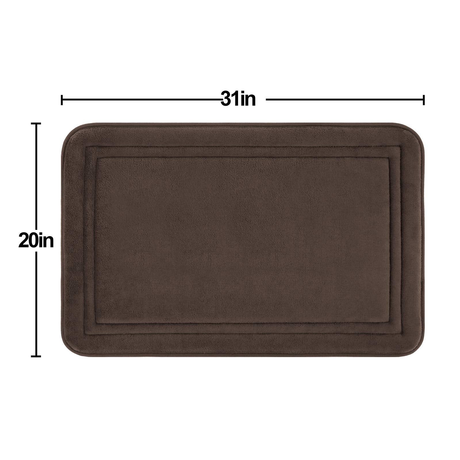 Itsoft Memory Foam Bath Mat Non Slip Absorbent Super Cozy Velvet Bathroom Rug Carpet, Machine Washable, 31 X 20 Inches Chocolate