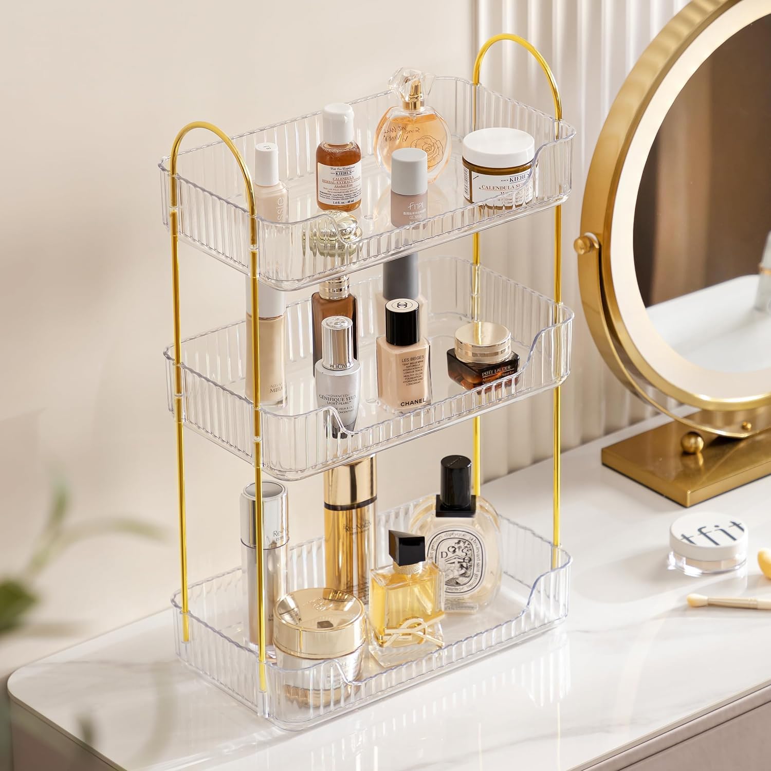 Hblife 3 Tier Bathroom Organizer Countertop, Makeup Organizer Perfume Tray Skincare Organizer For Bathroom, Dresser, Vanity, Cle
